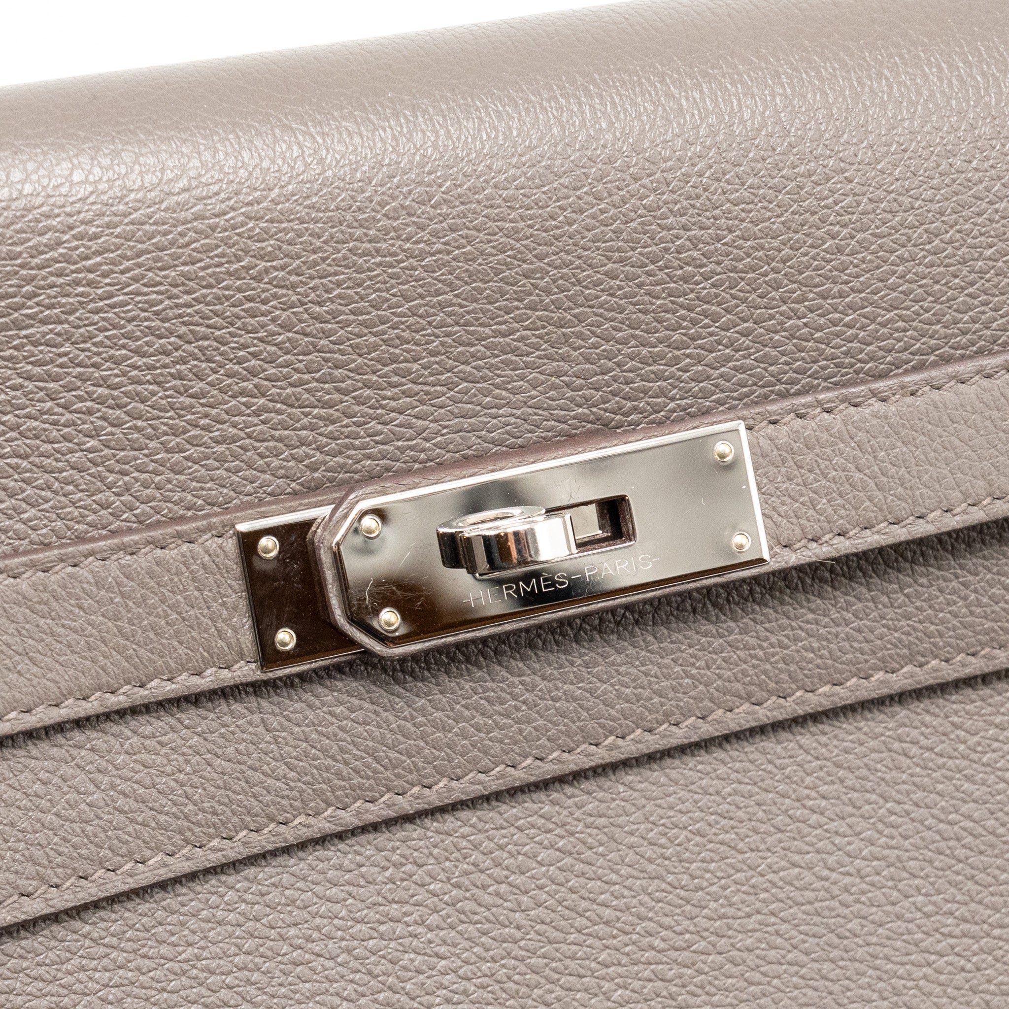 HERMES POCHETTE KELLY DEPECHES 25 EVERCOLOR GRIS ETAIN SHW