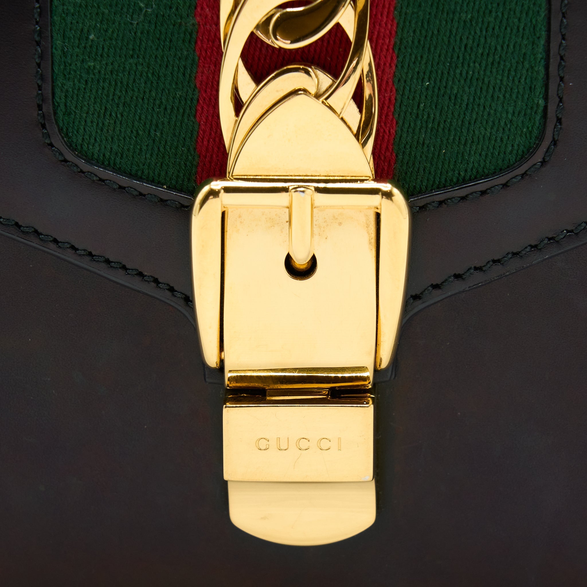 GUCCI MINI TOP HANDLE SYLVIE BAG BLACK GHW
