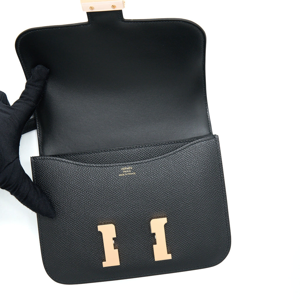 HERMES MINI CONSTANCE EPSOM BLACK RGHW