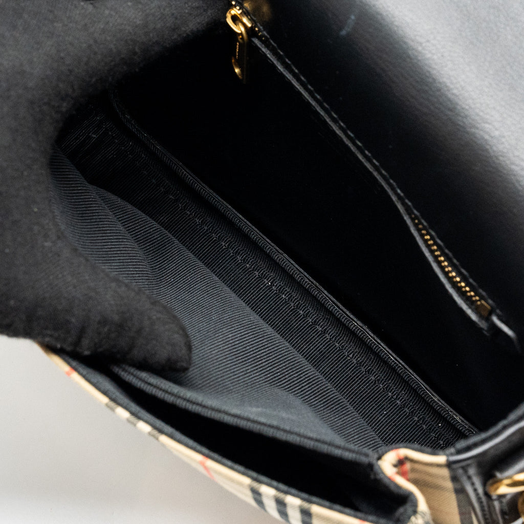 BURBERRY THE 1983 CHECK LINK BAG LEATHER/ CANVAS MULTICOLOUR GHW