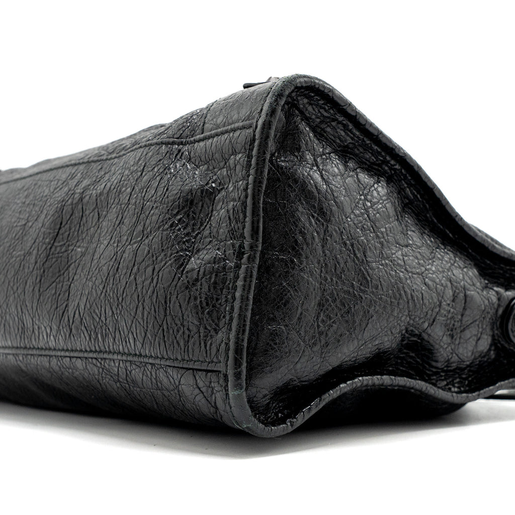 BALENCIAGA CITY BAG CALFSKIN BLACK RUTHENIUM HARDWARE