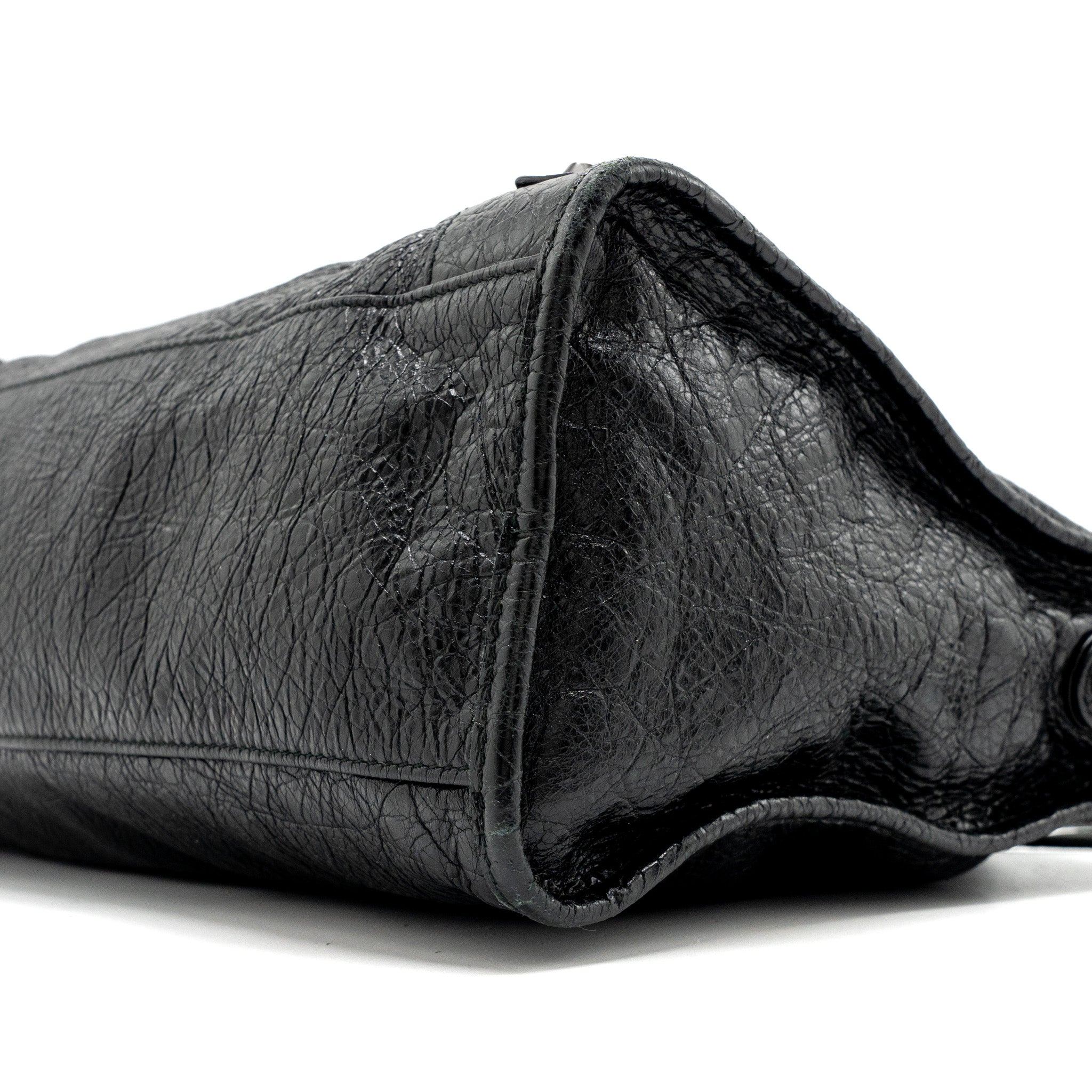 BALENCIAGA CITY BAG CALFSKIN BLACK RUTHENIUM HARDWARE