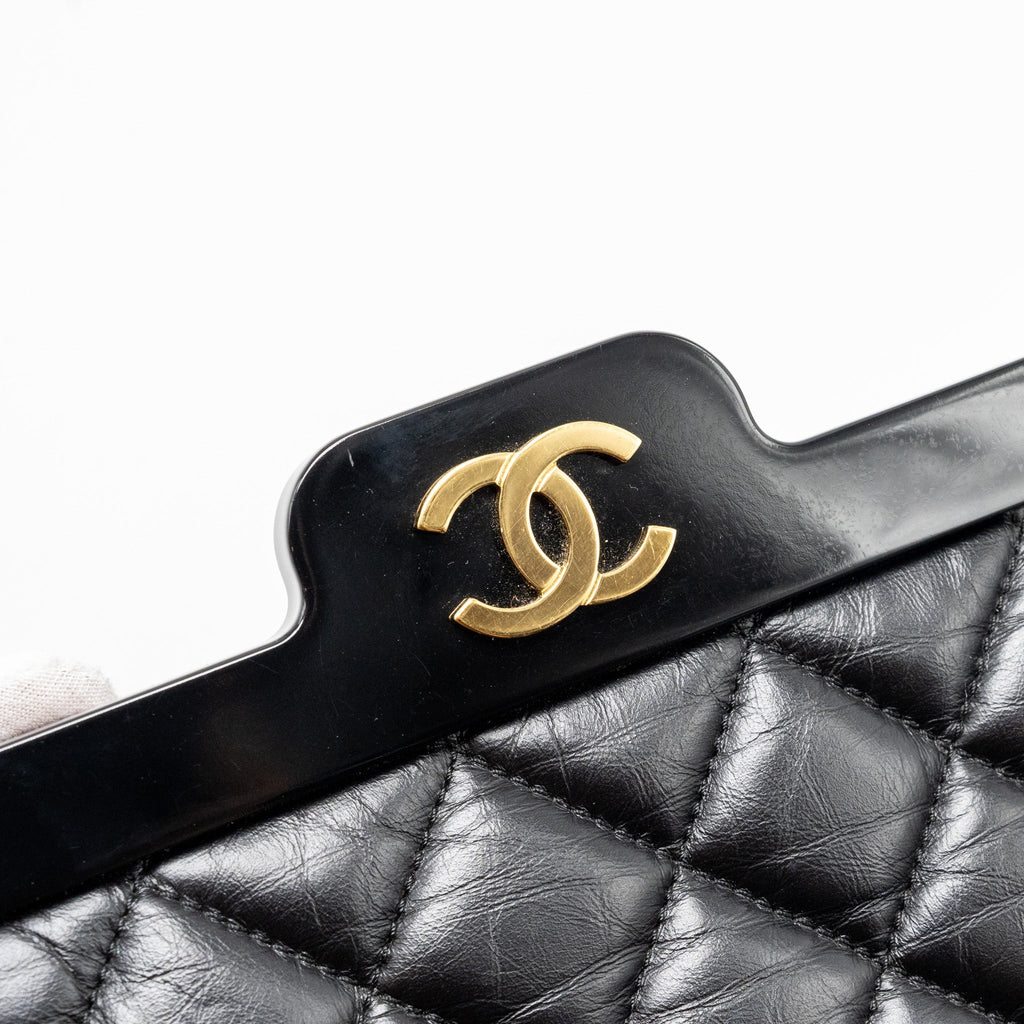 CHANEL HANGER REISSUE FLAP BAG LIMITED EDITION AGED CALFSKIN BLACK GHW