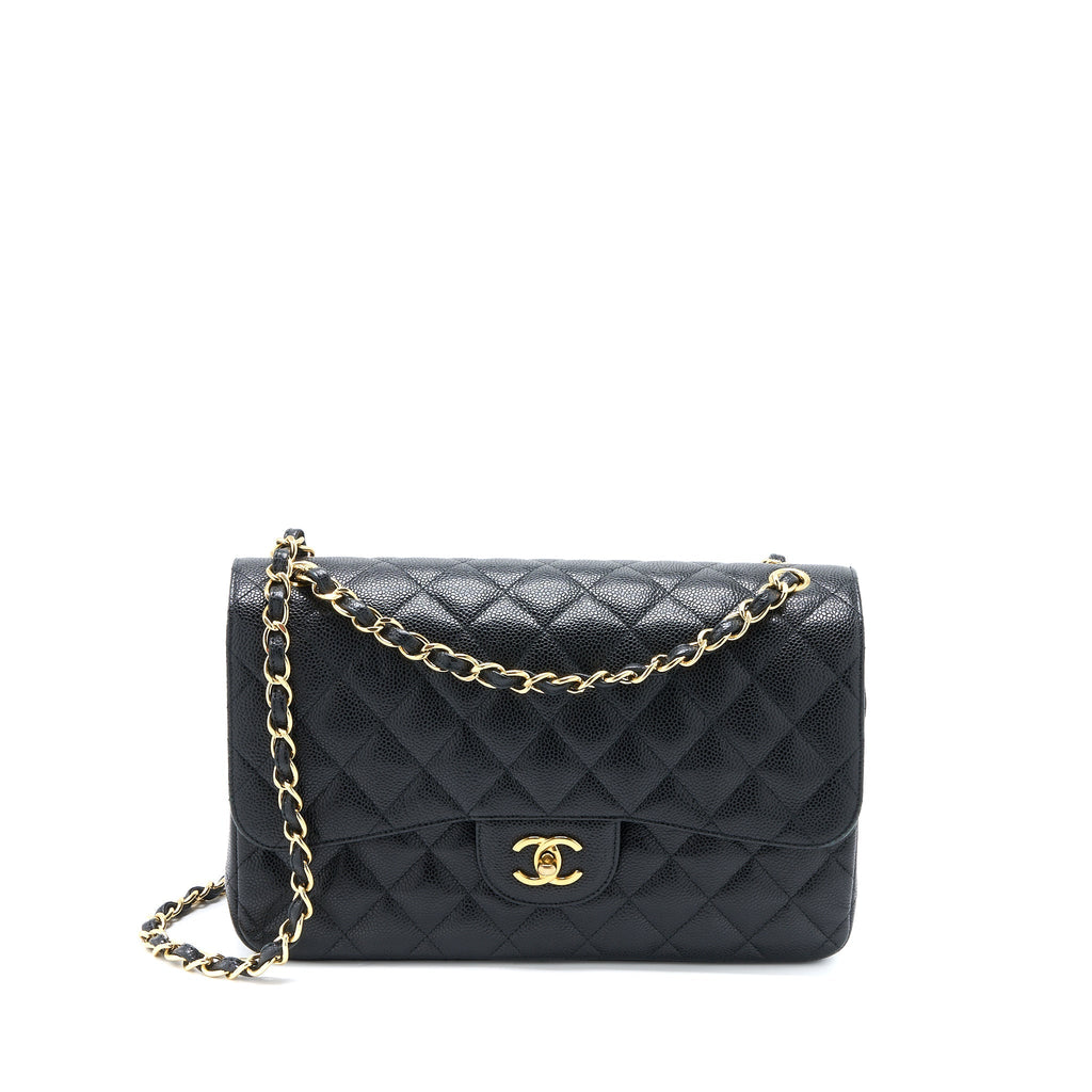 CHANEL JUMBO CLASSIC DOUBLE FLAP BAG CAVIAR BLACK GHW