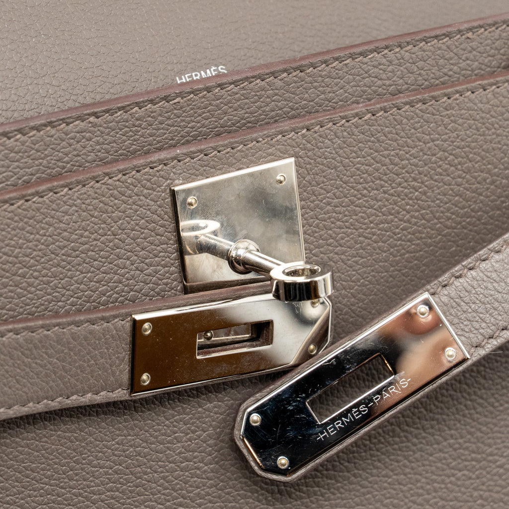 HERMES POCHETTE KELLY DEPECHES 25 EVERCOLOR GRIS ETAIN SHW
