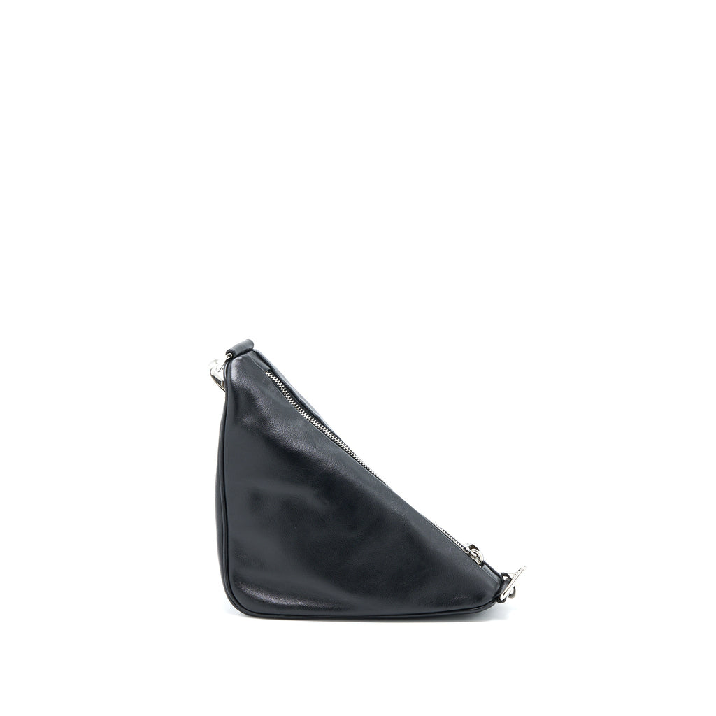 PRADA TRIANGLE LEATHER SHOULDER BAG BLACK SHW