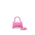 BALENCIAGA HOURGLASS XS CROC-EFFECT LEATHER TOTE PINK