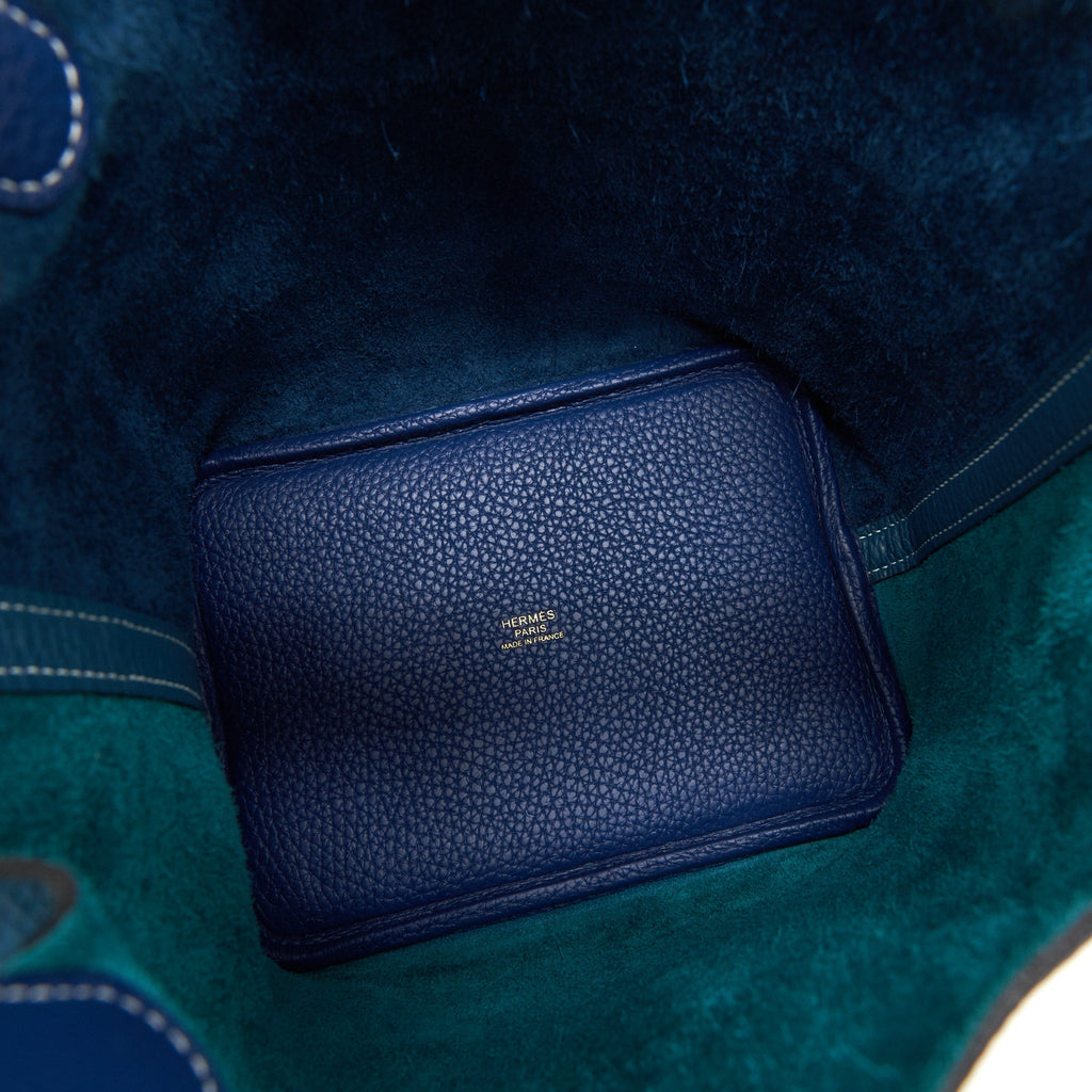 HERMES PICOTIN 18 LOCK BAG VERT BOSPHORE/DEEP BLUE GHW