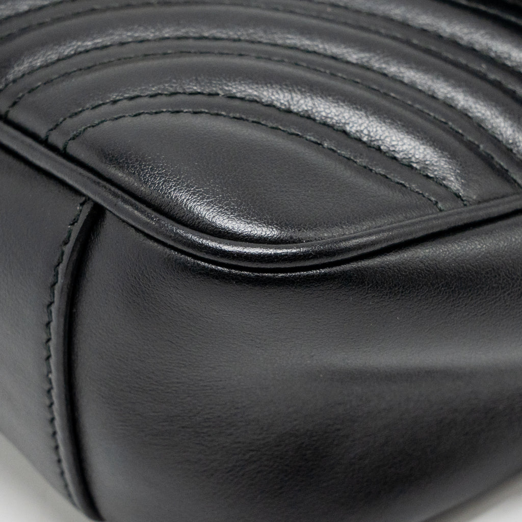 GUCCI MEDIUM GG MARMONT SHOULDER BAG CALFSKIN BLACK GHW