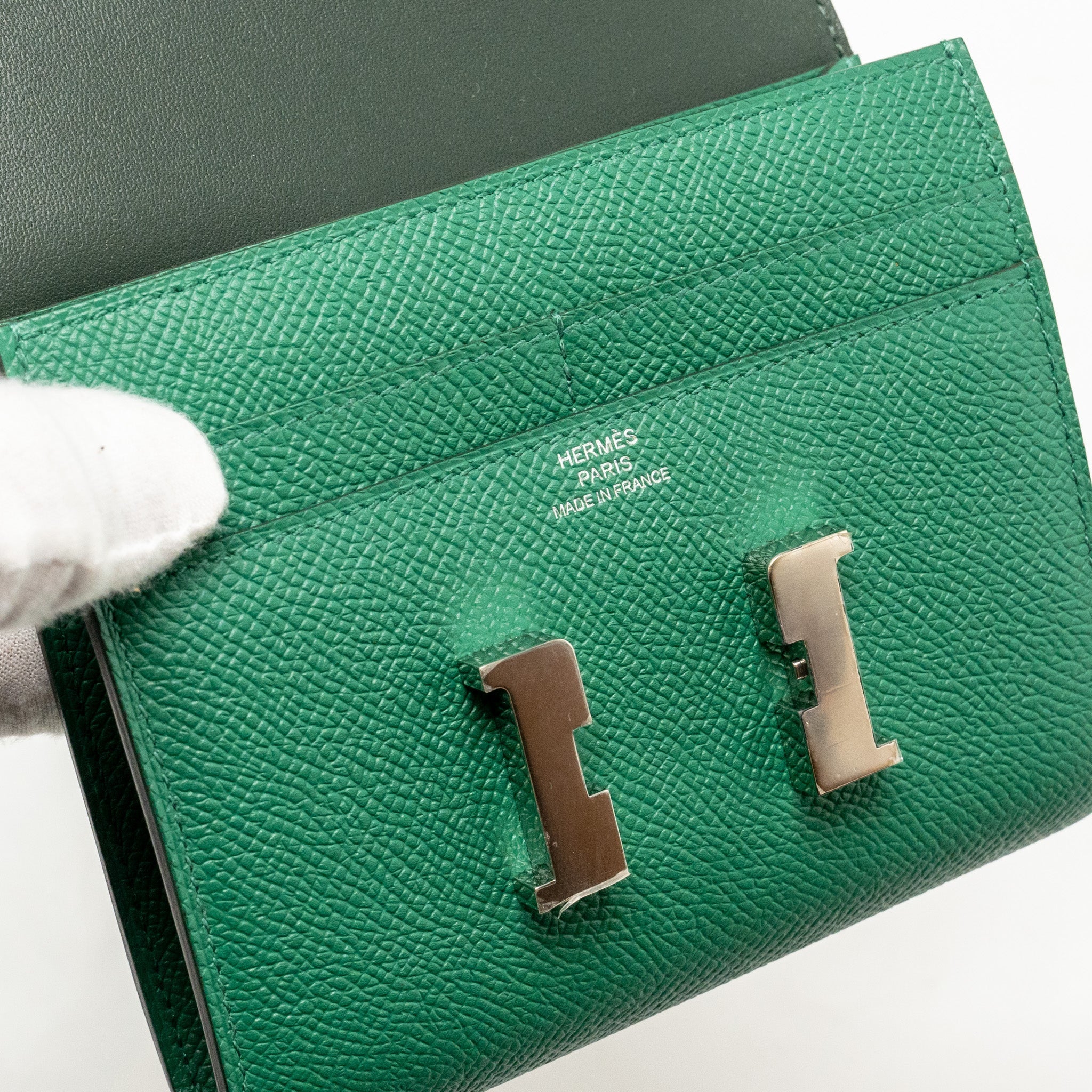 HERMES CONSTANCE COMPACT WALLET EPSOM GREEN SHW
