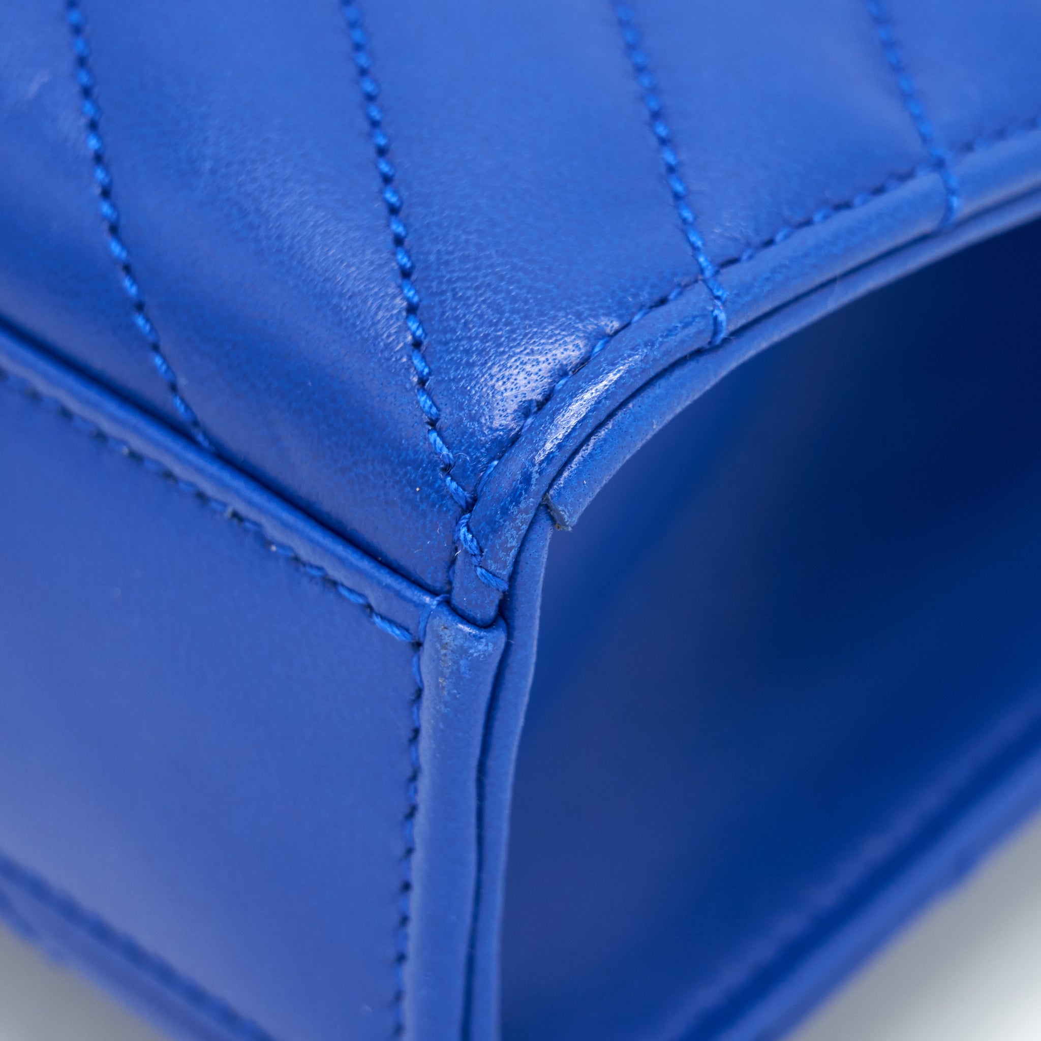 SAINT LAURENT / YSL CHEVRON MONOGRAM FLAP BAG BLUE GHW