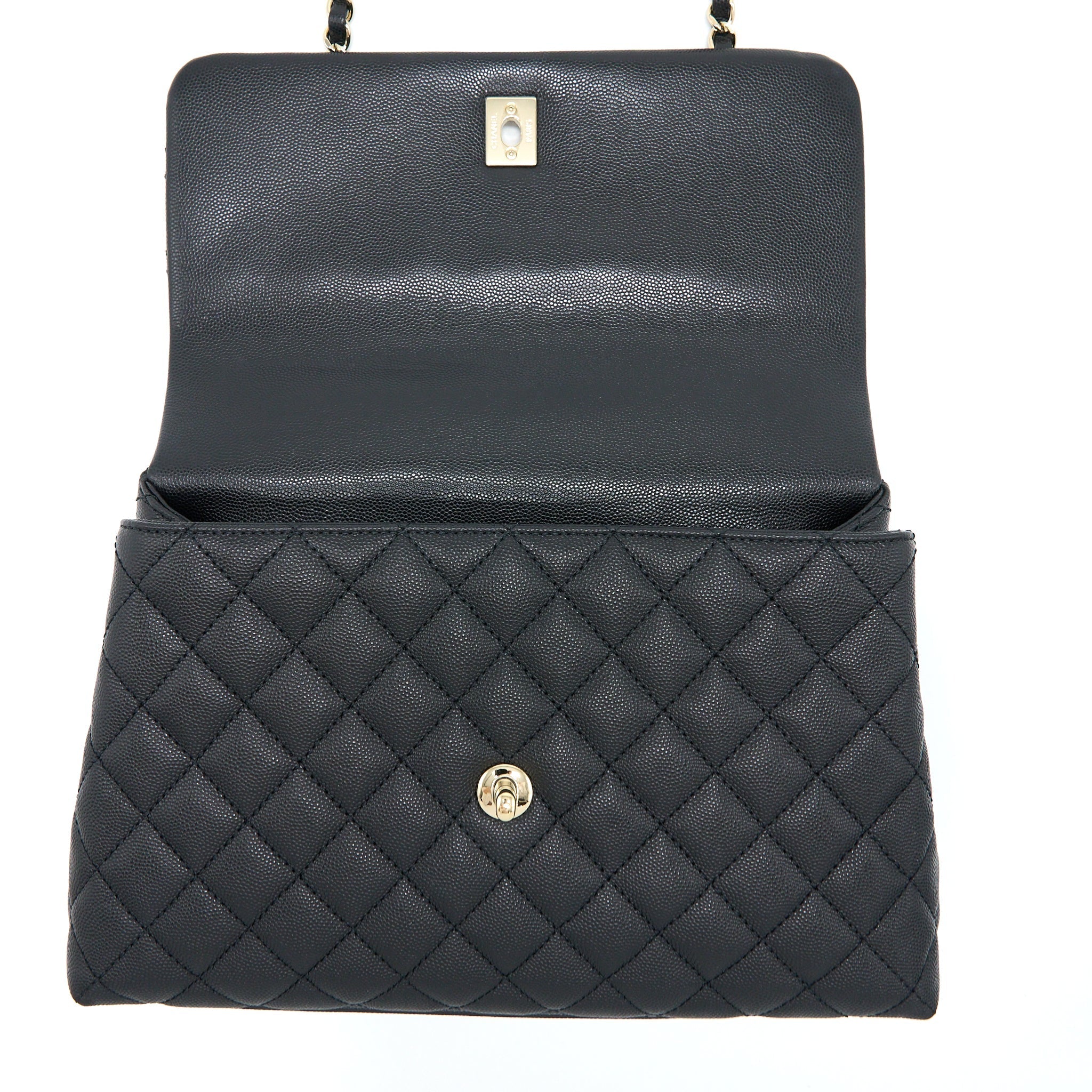CHANEL MEDIUM COCO HANDLE CAVIAR BLACK LGHW