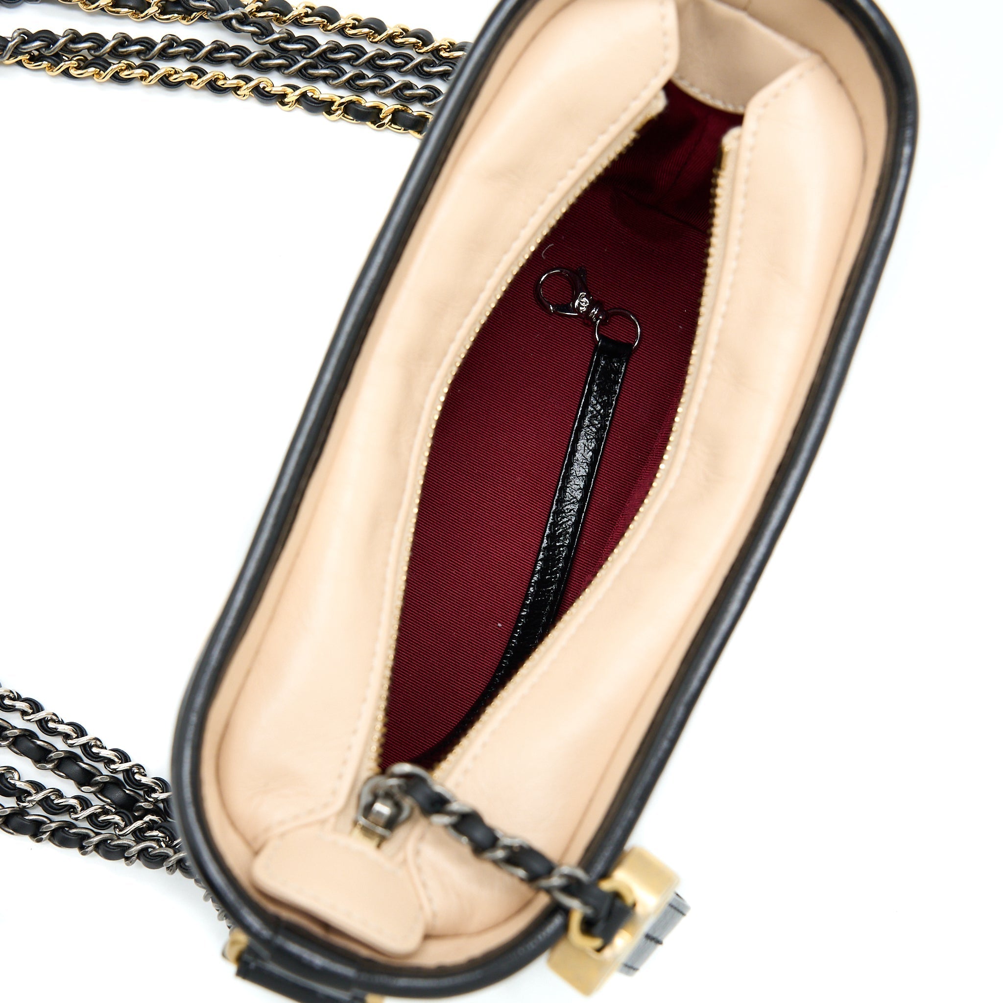 CHANEL SMALL GABRIELLE HOBO BAG AGED CALFSKIN LIGHT BEIGE/BLACK MULTICOLOUR HARDWARE