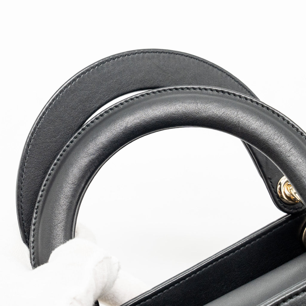 DIOR MEDIUM LADY DIOR EMBELLISHED CANNAGE LIMITED EDITION CALFSKIN BLACK LGHW