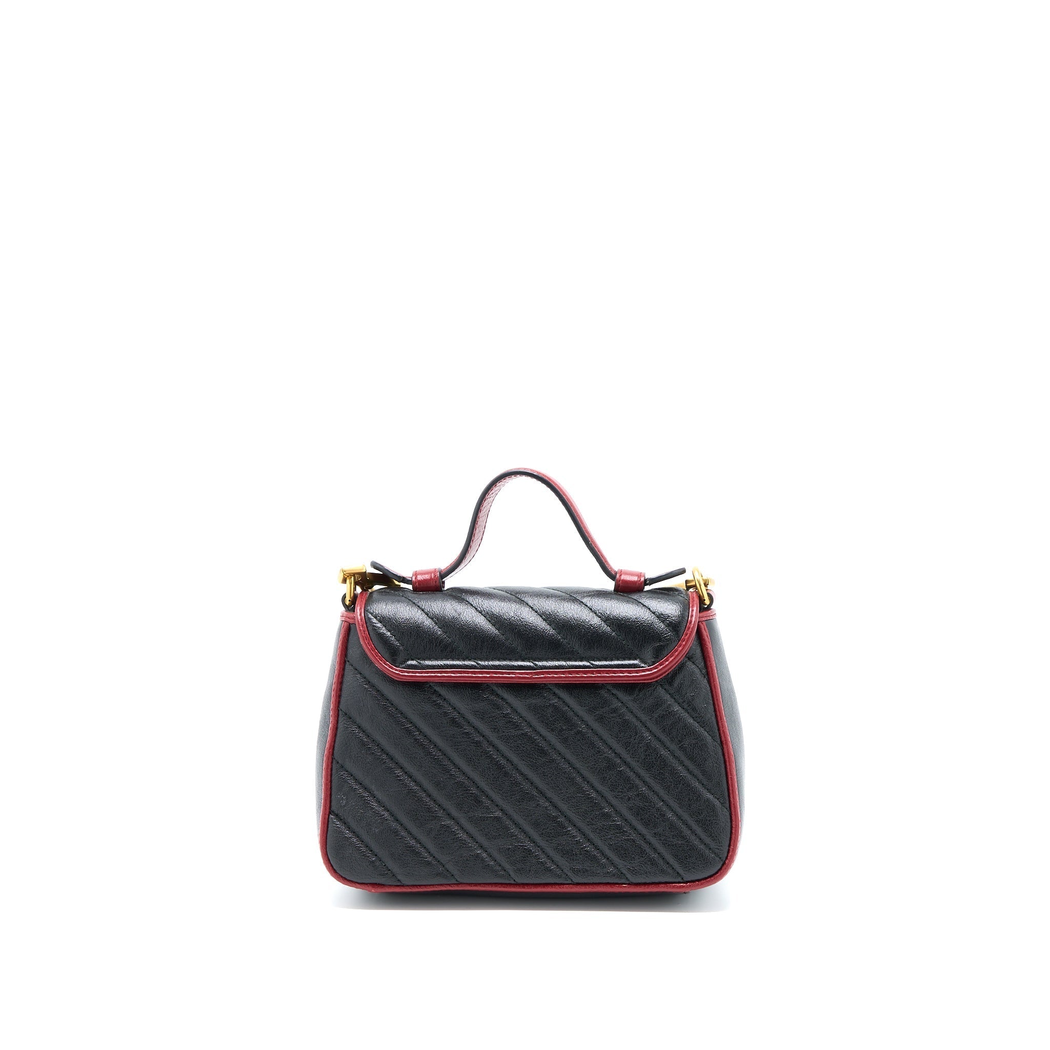 GUCCI GG MARMONT MINI TOP HANDLE BAG CALFSKIN BLACK/RED GHW