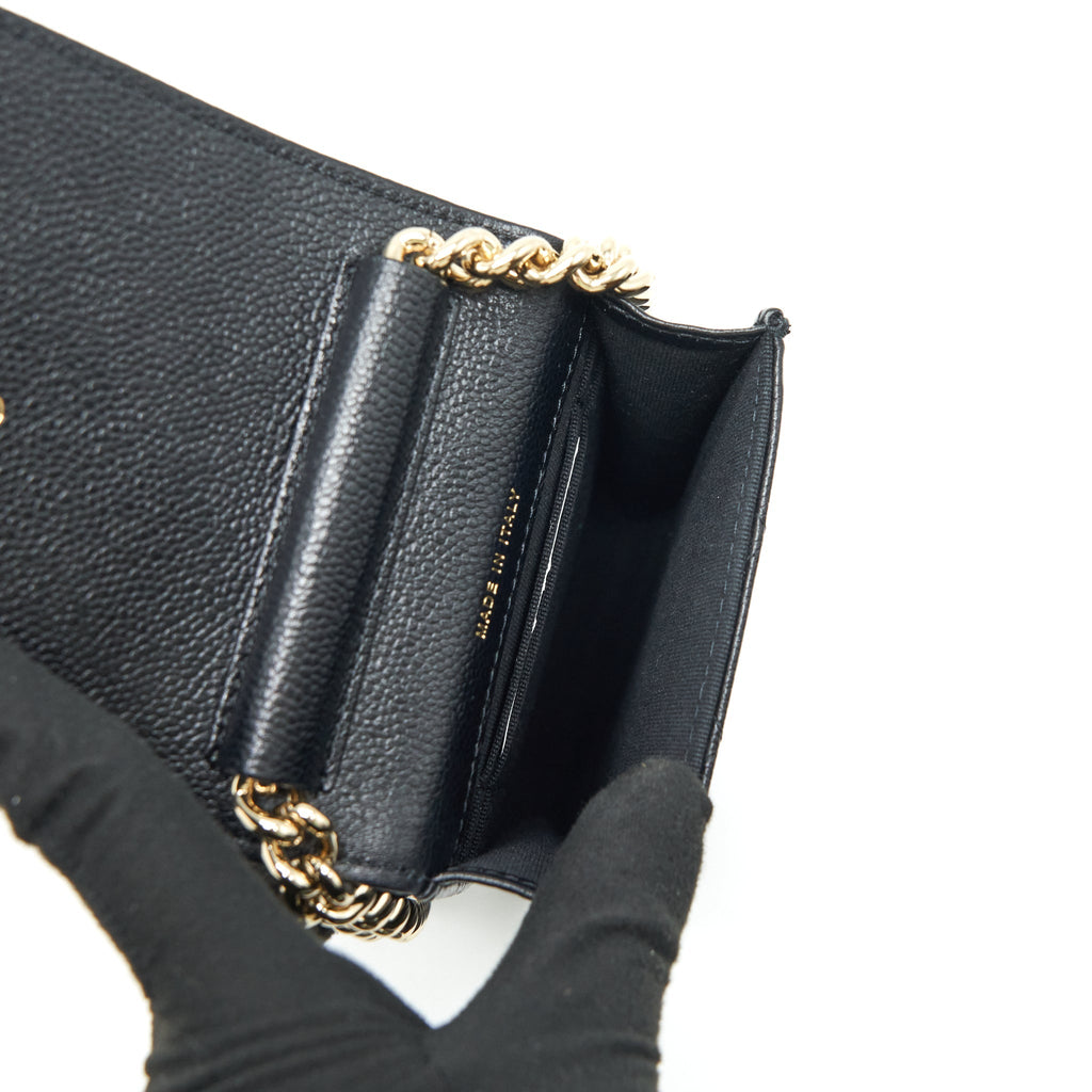 CHANEL VERTICAL BOY FLAP PHONE CASE WITH CHAIN CAVIAR BLACK WITH LGHW