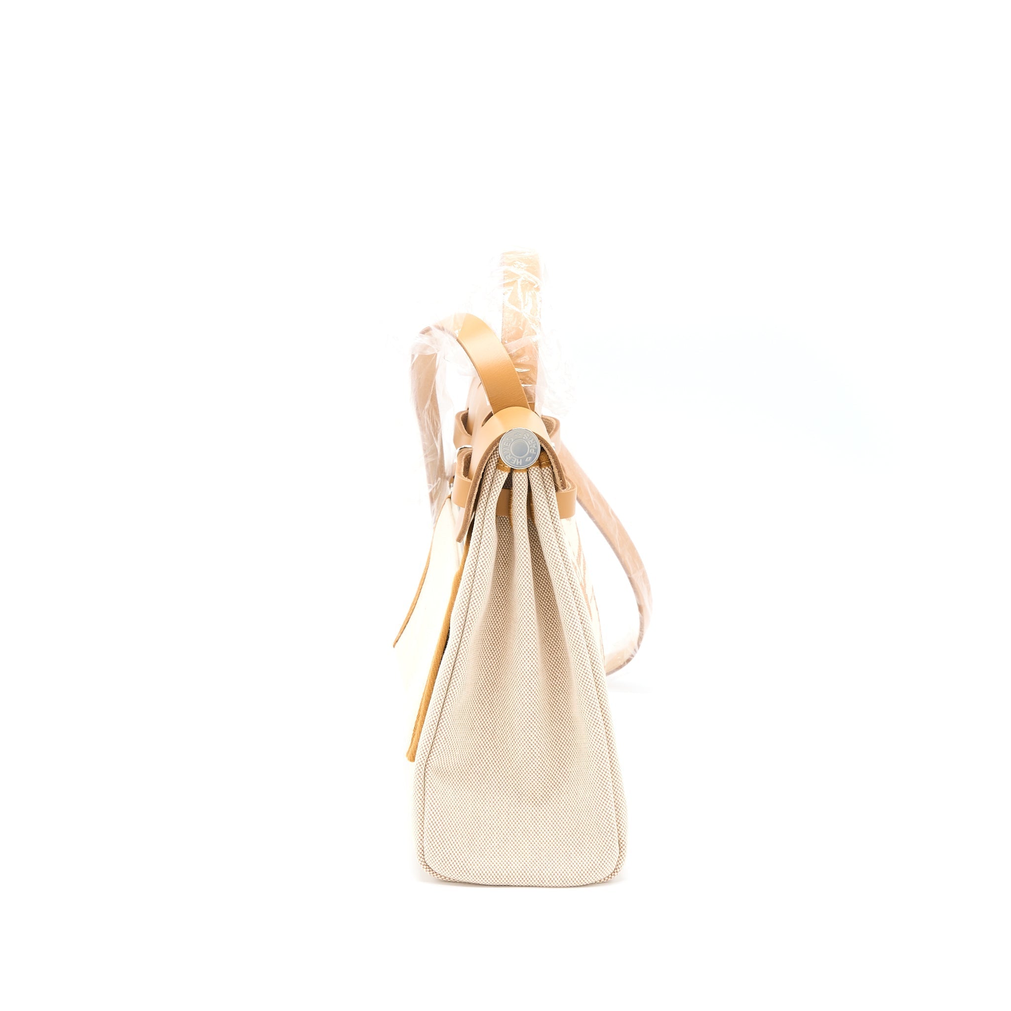 HERMES HERBAG ZIP 31 TOILE EN RELIEF CANVAS/LEATHER BRIDES SABLE/ECRU BEIGE/NAT SABLE SHW