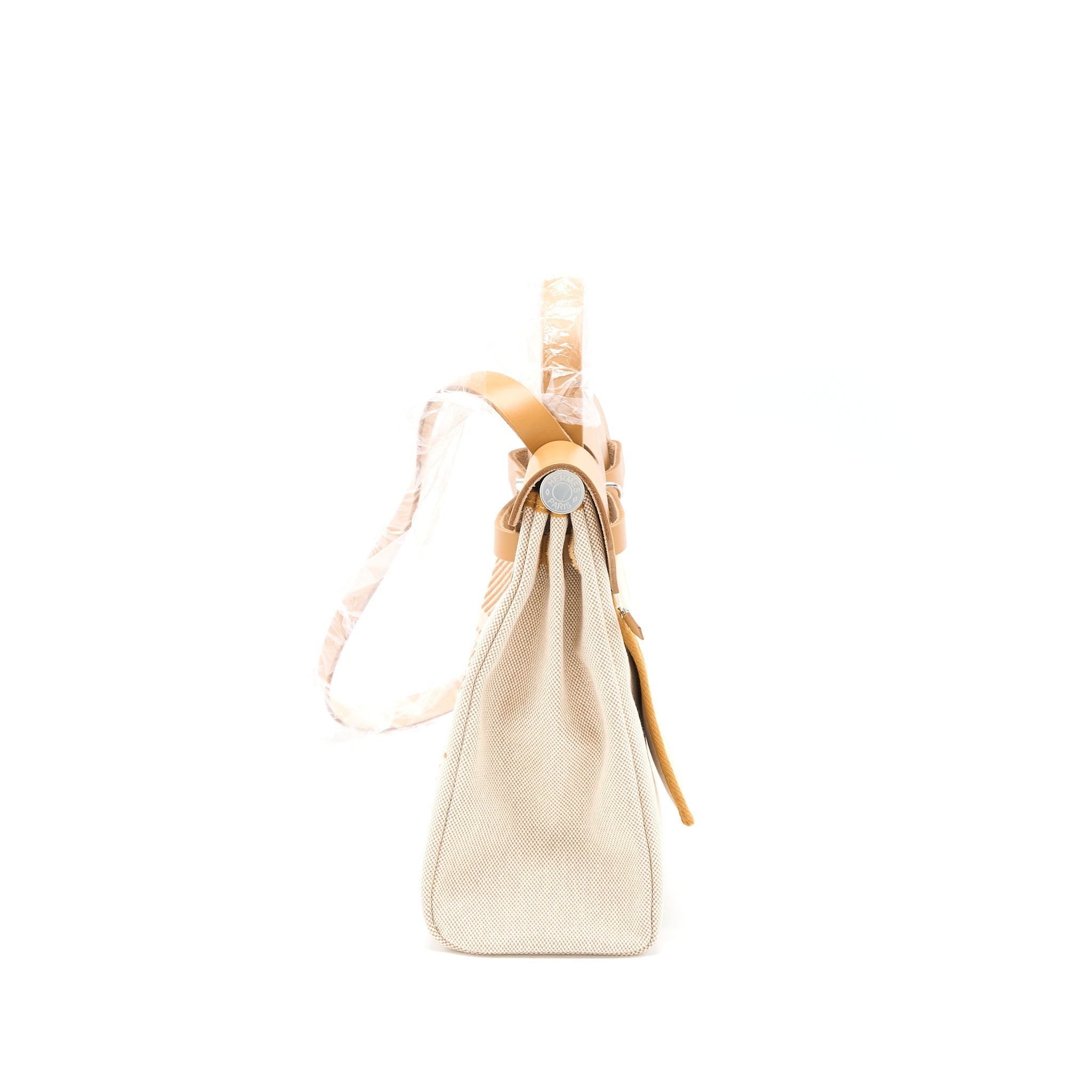 HERMES HERBAG ZIP 31 TOILE EN RELIEF CANVAS/LEATHER BRIDES SABLE/ECRU BEIGE/NAT SABLE SHW