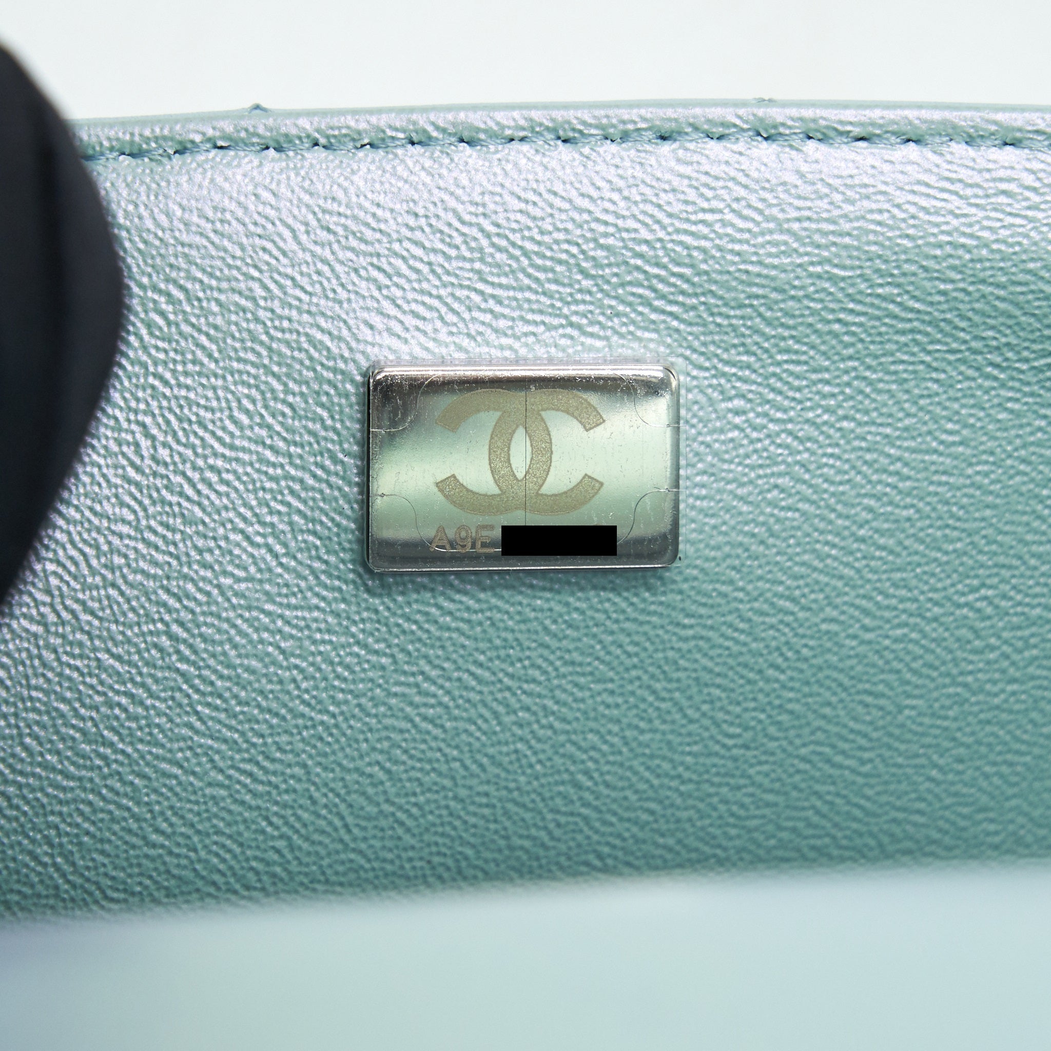 CHANEL 21K IRIDESCENT BABY BLUE MINI RECTANGULAR SHW