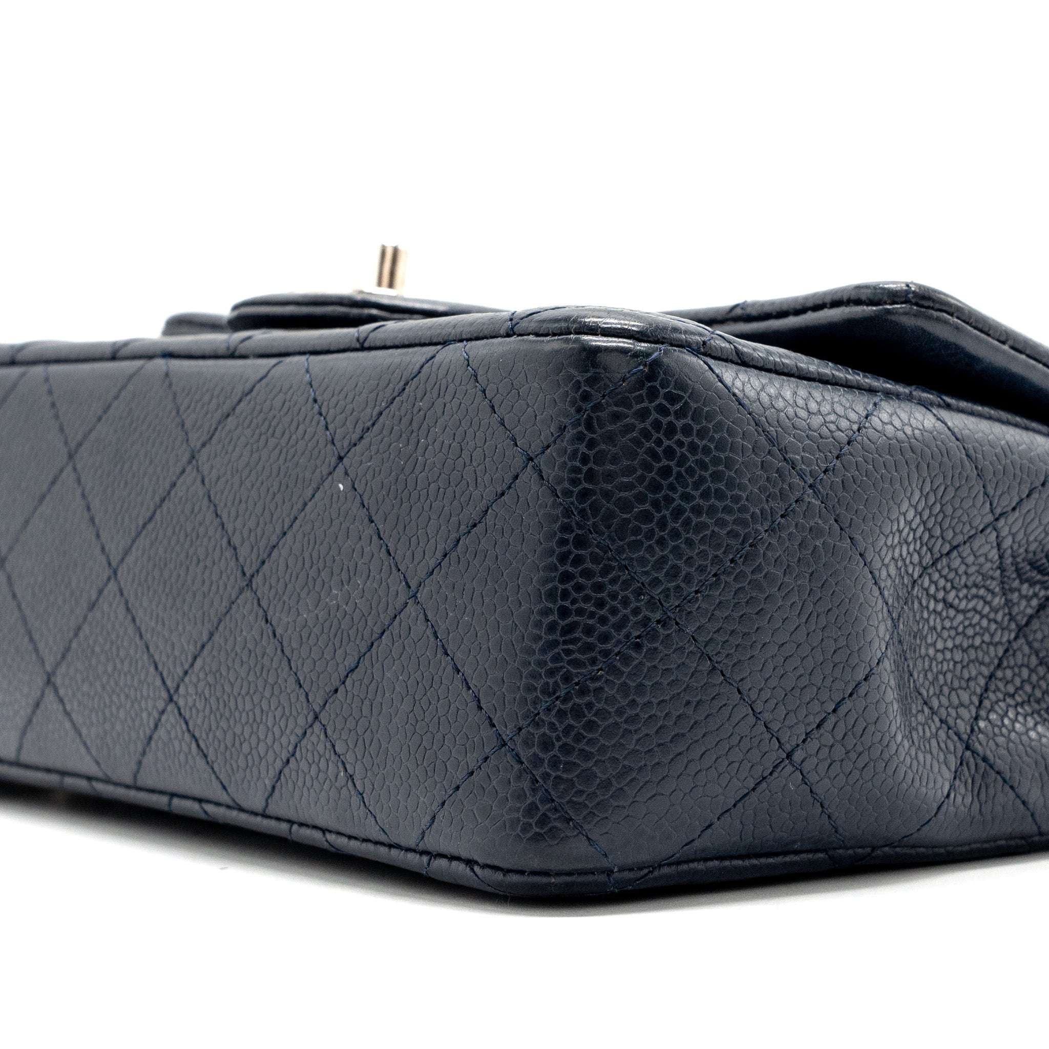 CHANEL CLASSIC MINI RECTANGULAR FLAP BAG CAVIAR NAVY SHW