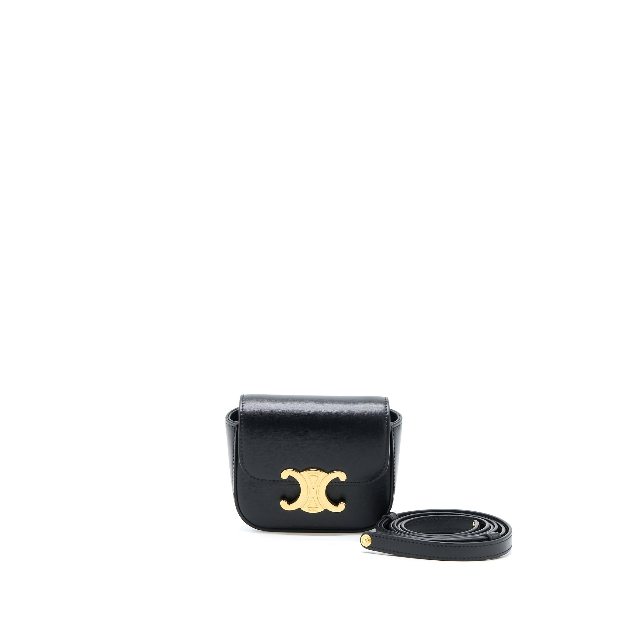 CELINE MINI TRIOMPHE IN SHINY CALFSKIN BLACK GHW