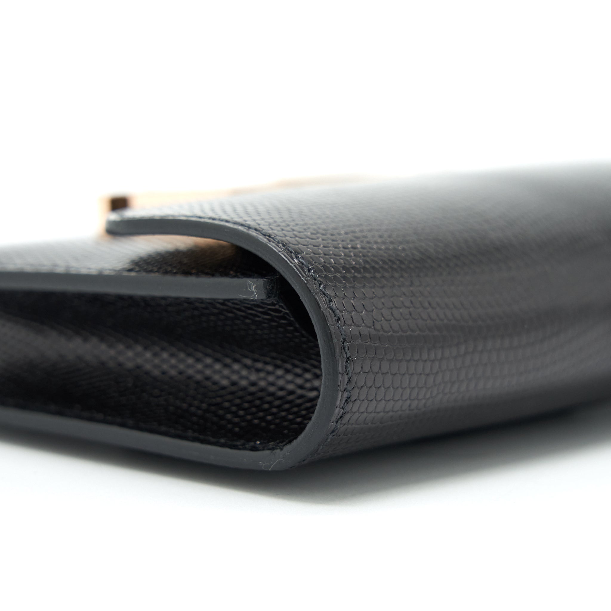 HERMES CONSTANCE SLIM LIZARD LEATHER BLACK WITH RGHW