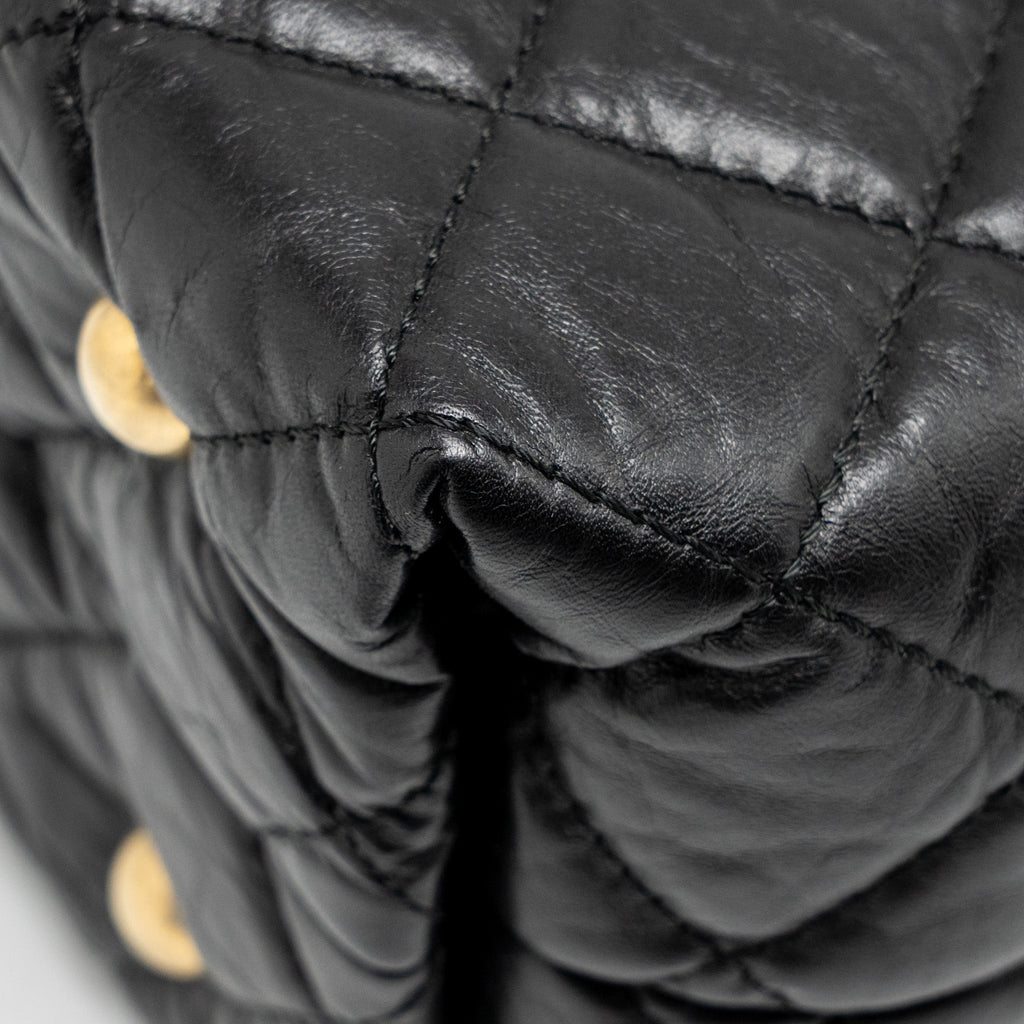 CHANEL 2.55 REISSUE TOTE BAG QUILTED AGED CALFSKIN BLACK GHW