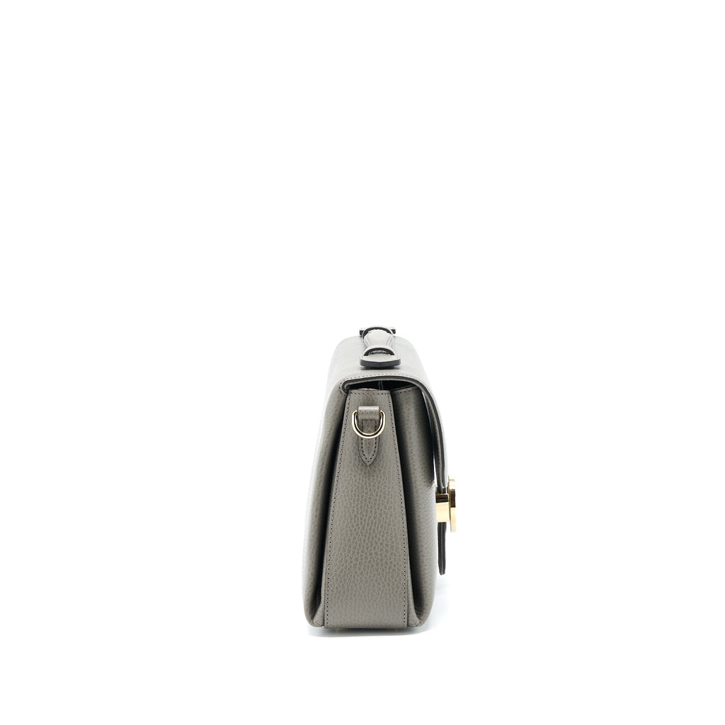 GUCCI GG TOP HANDLE BAG CAFLSKIN GREY LGHW