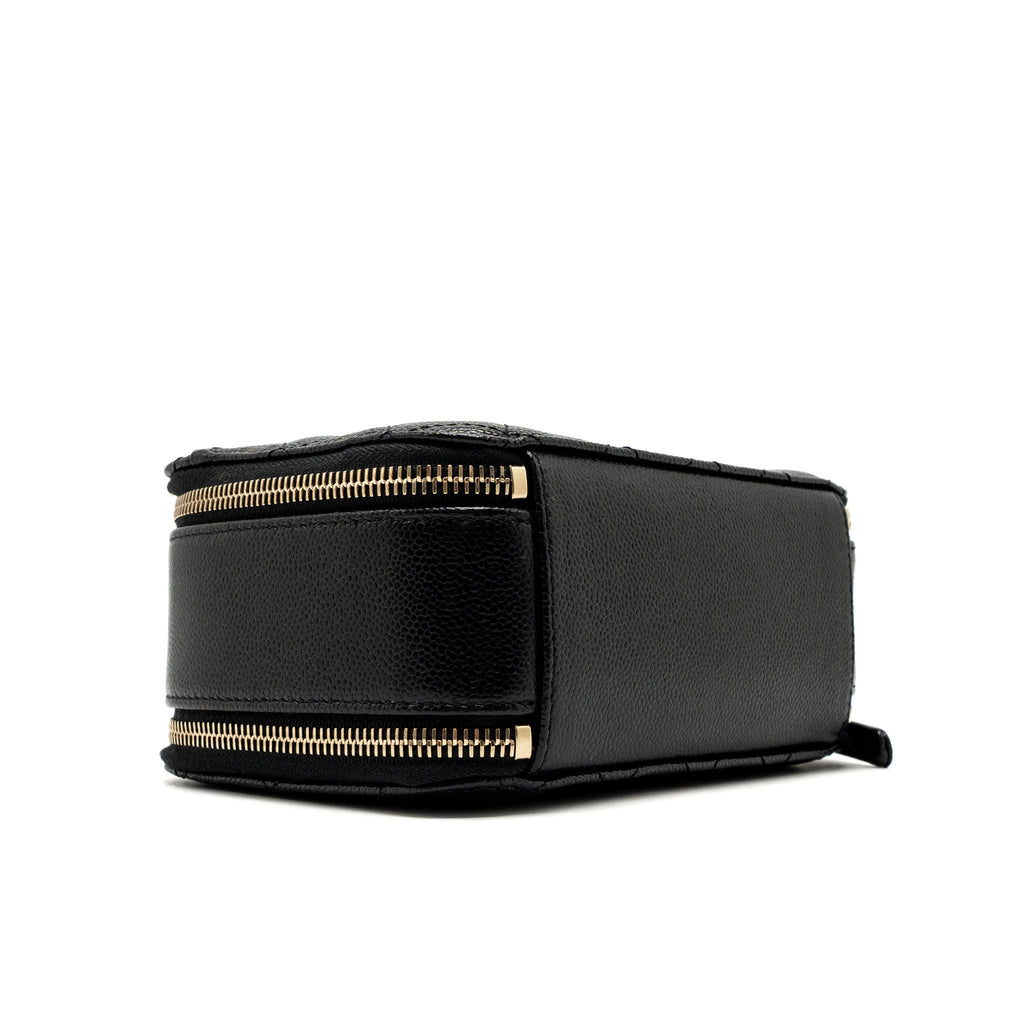 CHANEL 22S LETTER TOP HANDLE SMALL VANITY CASE CAVIAR BLACK BRUSHED GHW (MICROCHIP)