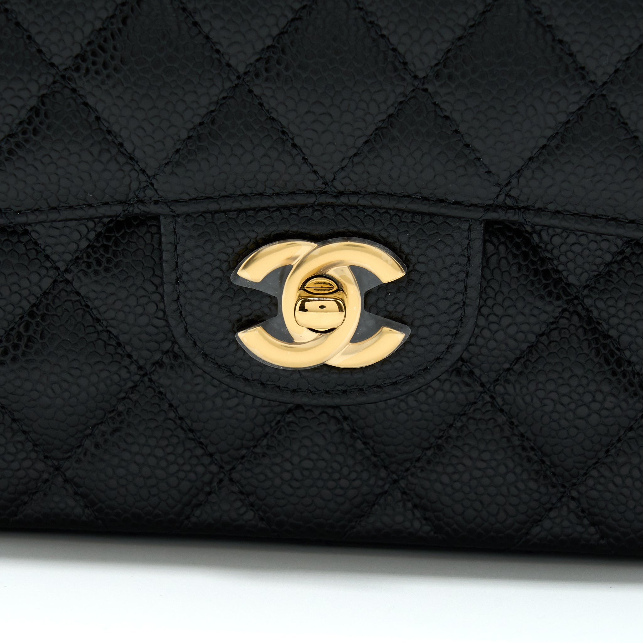 CHANEL SMALL CLASSIC DOUBLE FLAP BAG CAVIAR BLACK GHW (MICROCHIP)