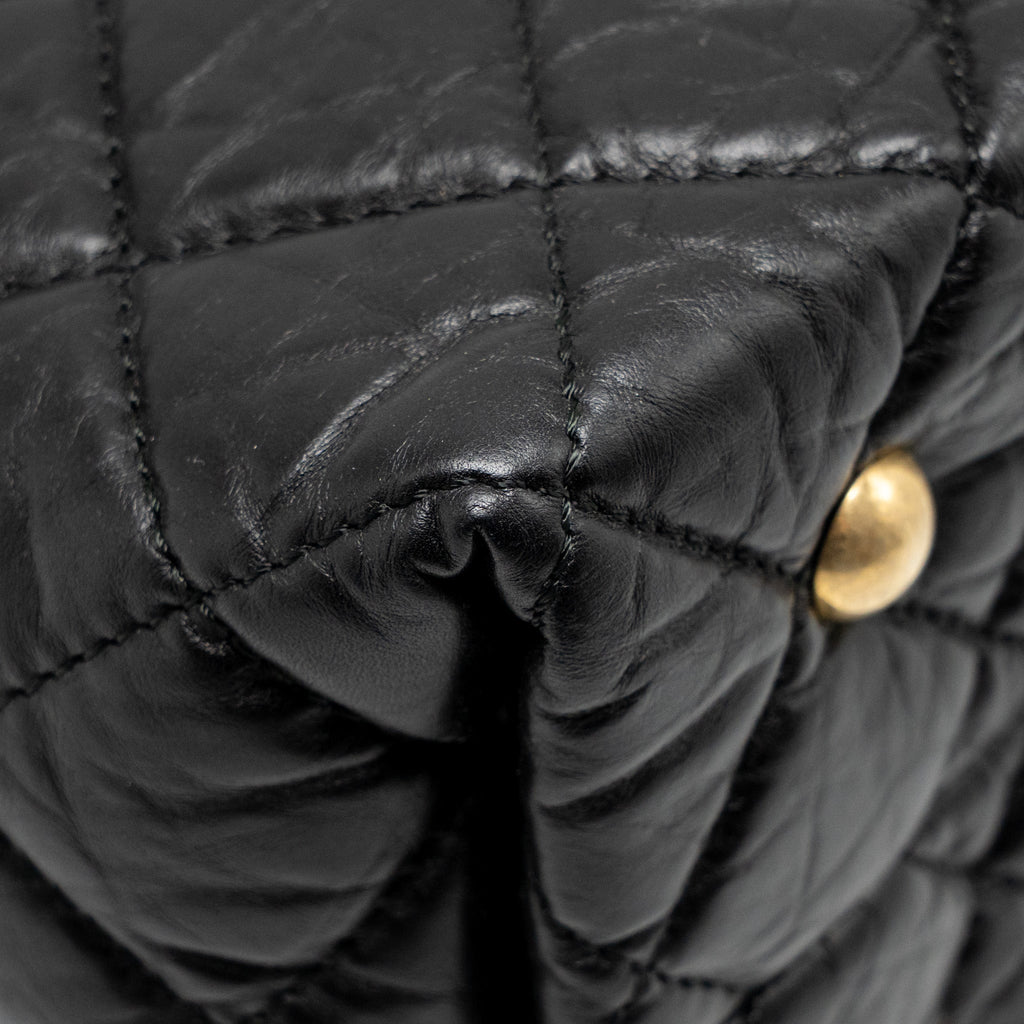 CHANEL 2.55 REISSUE TOTE BAG QUILTED AGED CALFSKIN BLACK GHW