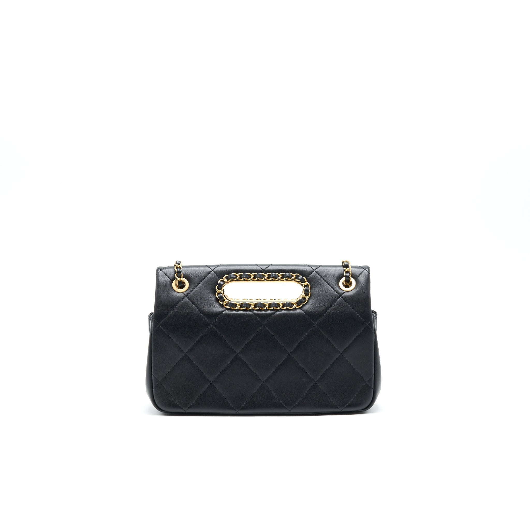 CHANEL 20P A REAL CLUTCH FLAP BAG BLACK