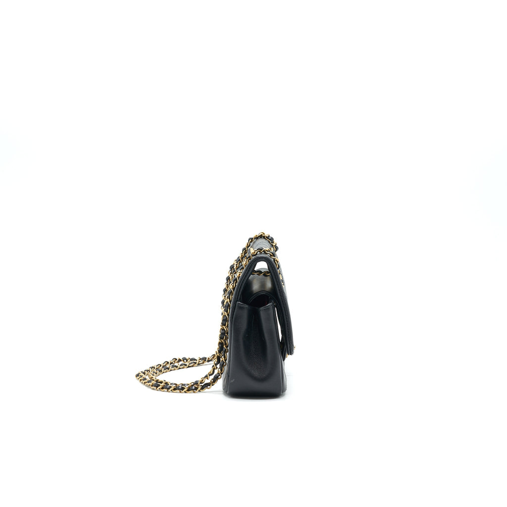 CHANEL 20P A REAL CLUTCH FLAP BAG BLACK