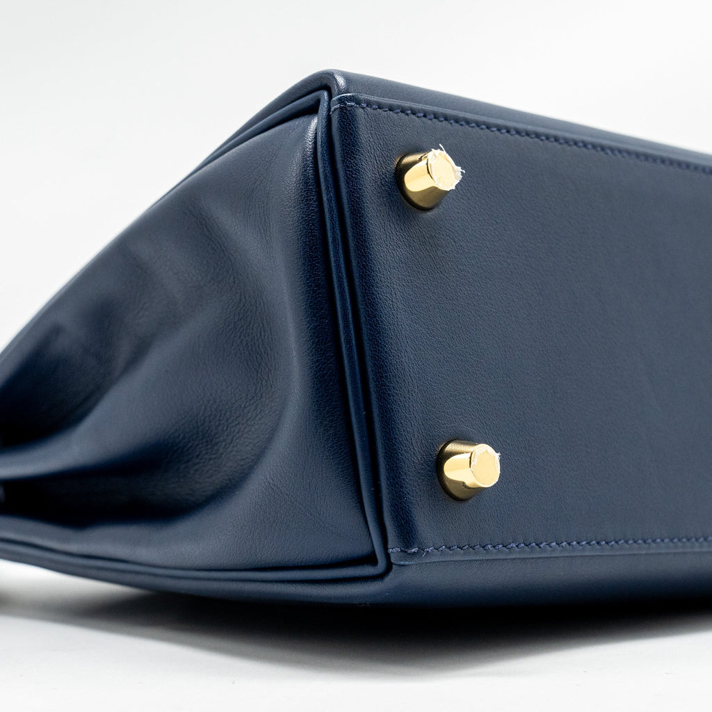 HERMES KELLY 25 SWIFT BLEU NAVY GHW