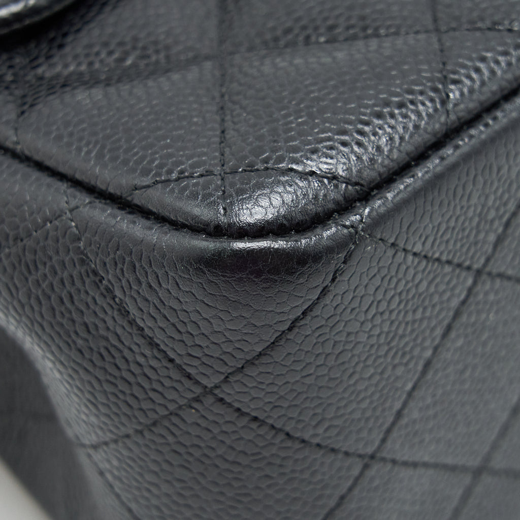 CHANEL JUMBO CLASSIC FLAP BAG CAVIAR BLACK SHW