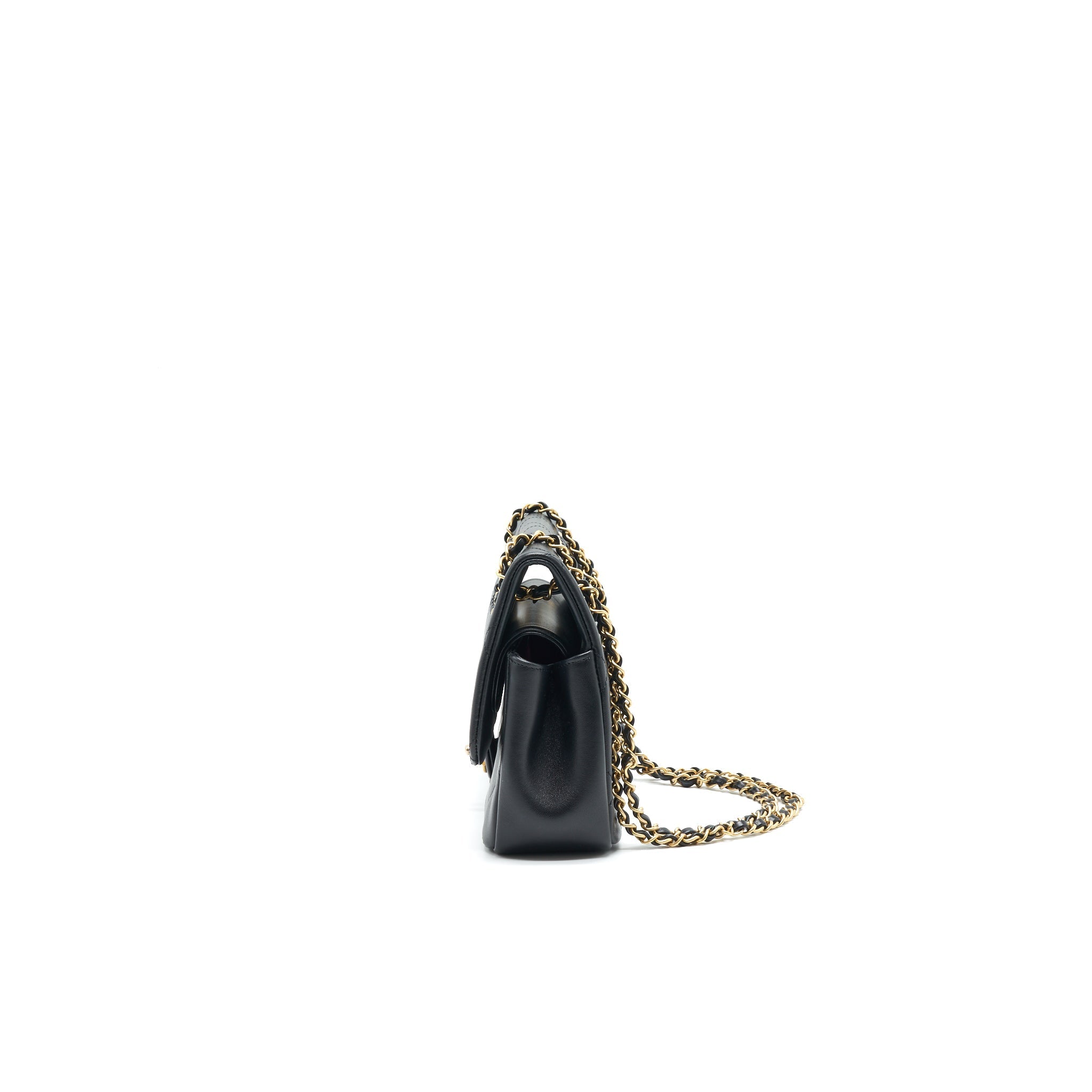 CHANEL 20P A REAL CLUTCH FLAP BAG BLACK