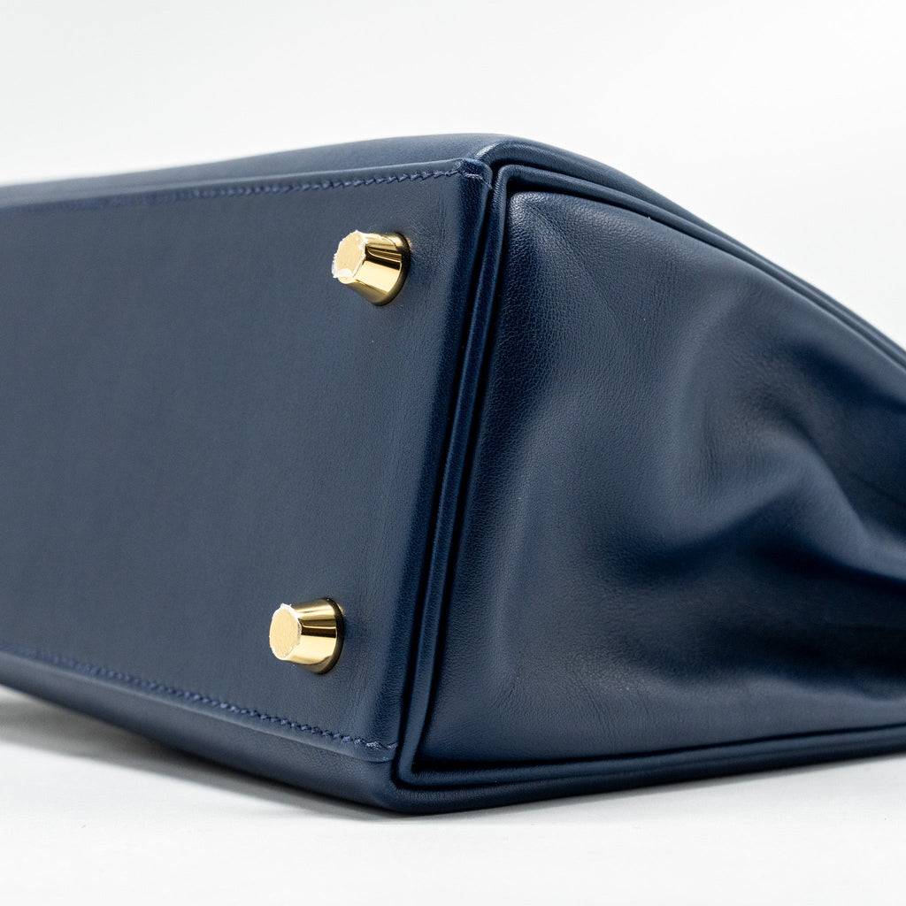 HERMES KELLY 25 SWIFT BLEU NAVY GHW