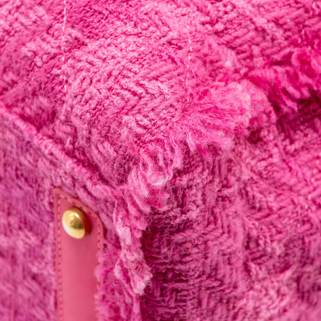 CHANEL LETTER LOGO ZIPPED SHOPPING BAG TWEED PINK GHW