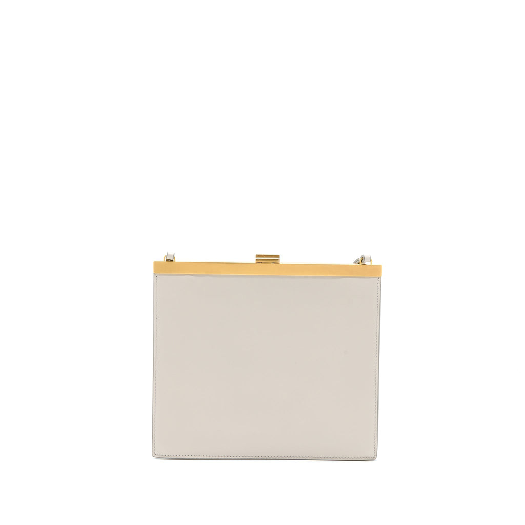 CELINE MINI CLASP SHOULDER BAG LIGHT GREY RUTHENIUM GHW