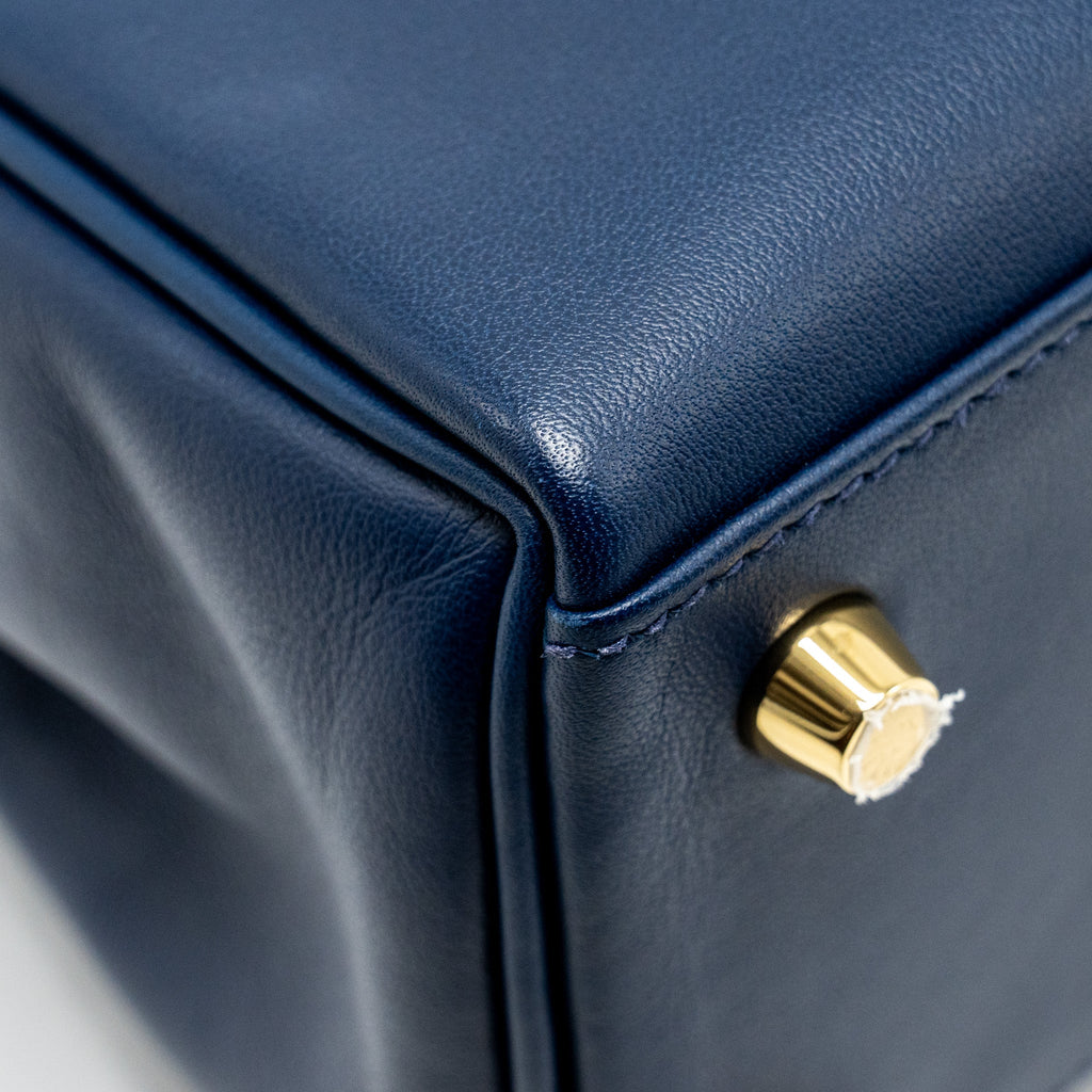 HERMES KELLY 25 SWIFT BLEU NAVY GHW