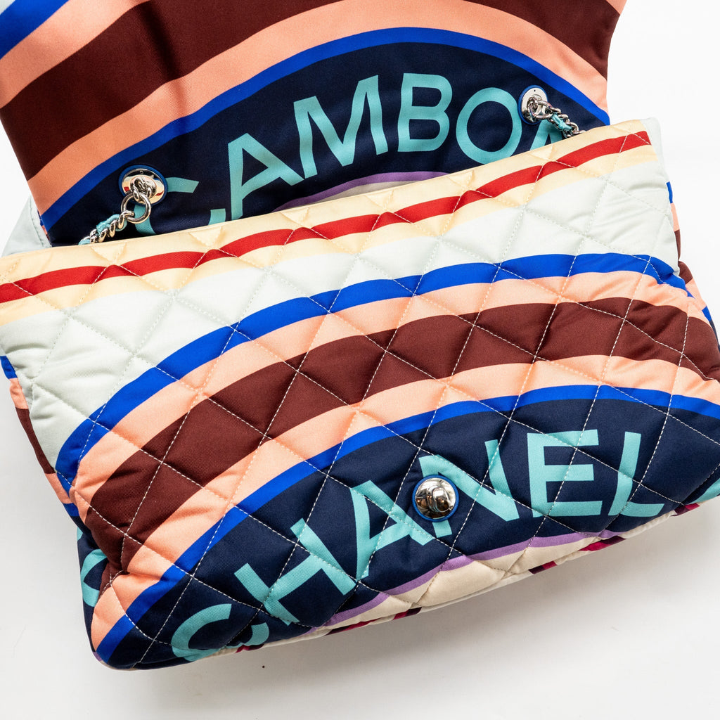 CHANEL LARGE QUILTED SINGLE FLAP BAG FABRIC MULTICOLOUR SHW