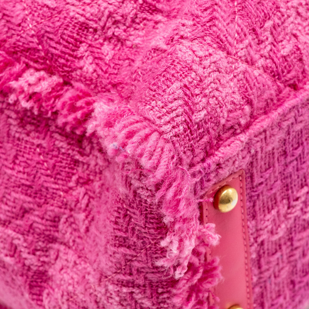 CHANEL LETTER LOGO ZIPPED SHOPPING BAG TWEED PINK GHW