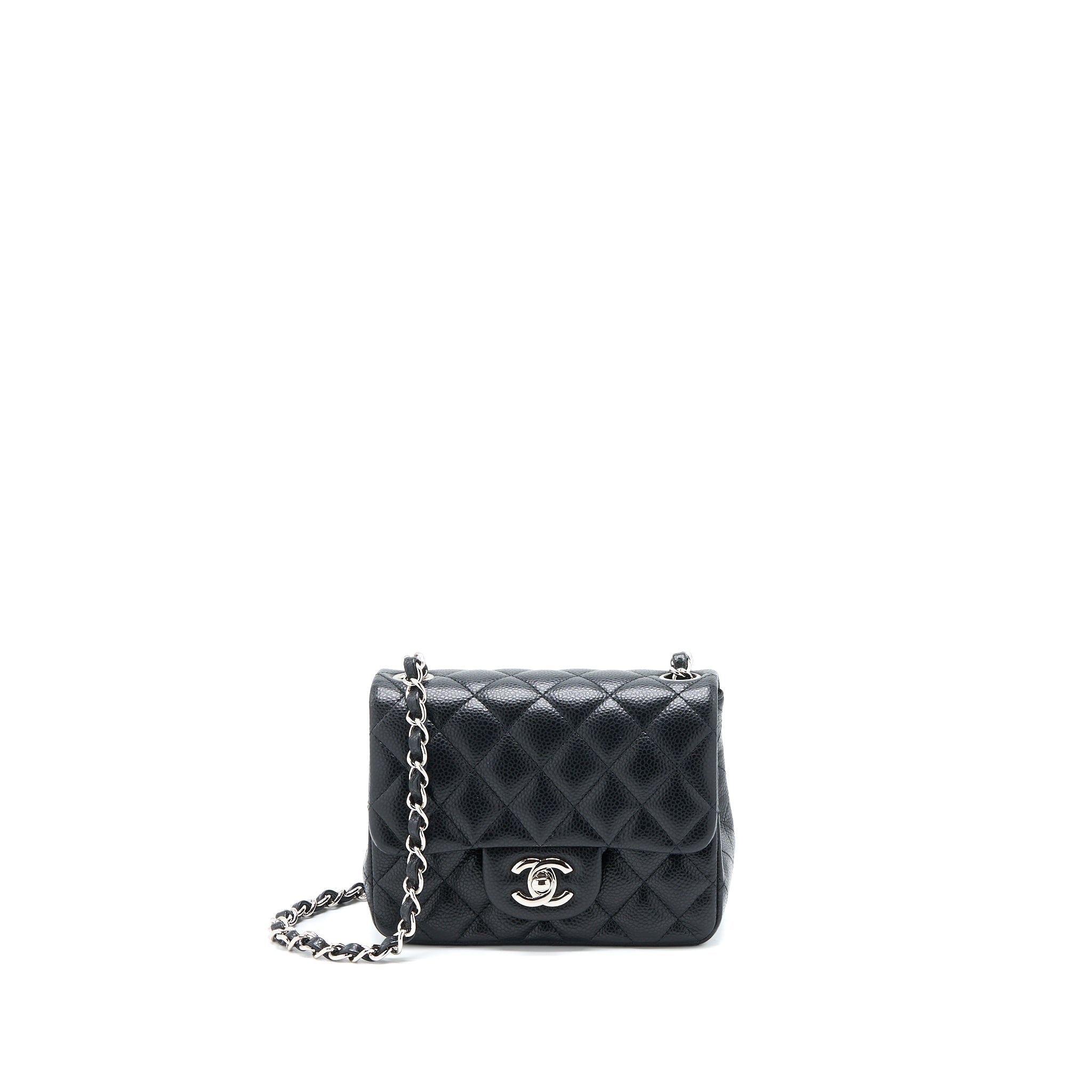 CHANEL CLASSIC MINI SQUARE FLAP BAG CAVIAR BLACK SHW