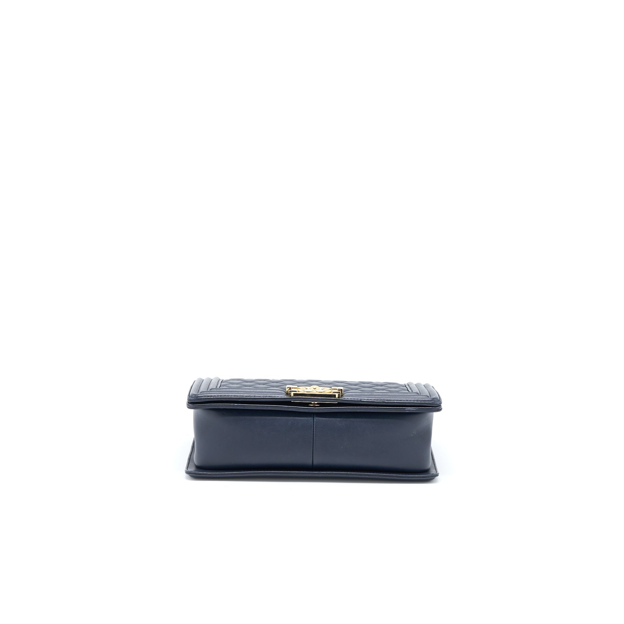 CHANEL MEDIUM BOY BAG CALFSKIN NAVY LGHW