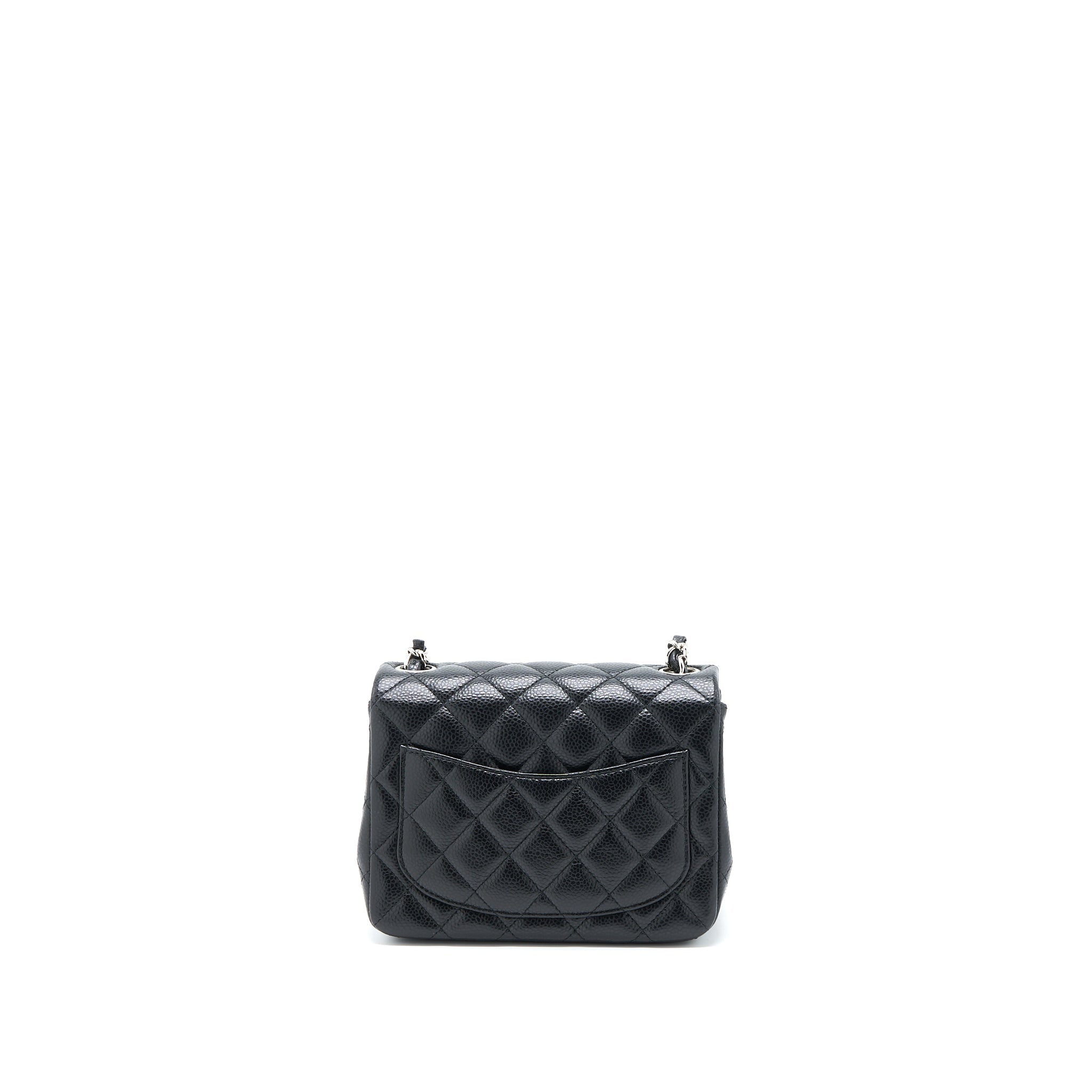 CHANEL CLASSIC MINI SQUARE FLAP BAG CAVIAR BLACK SHW