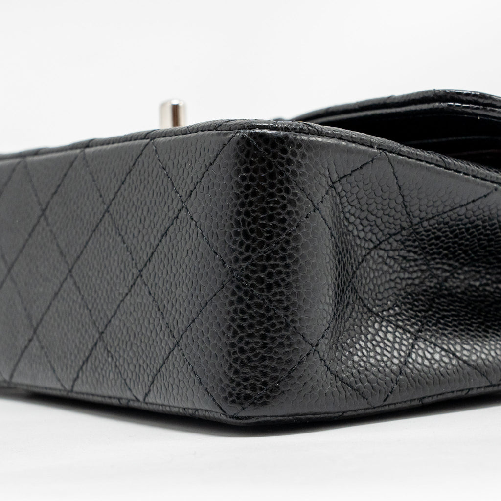 CHANEL SMALL CLASSIC DOUBLE FLAP BAG CAVIAR BLACK SHW