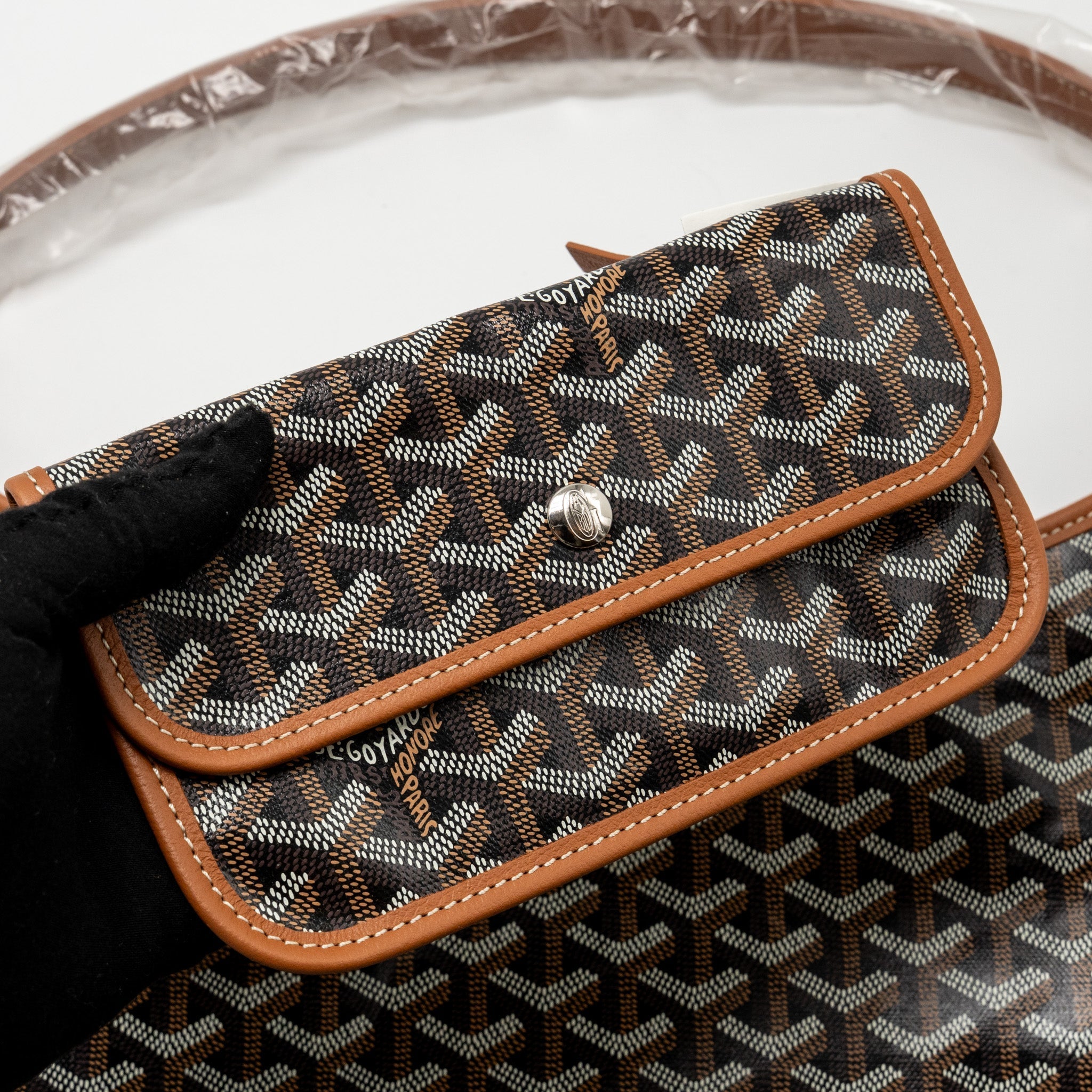 GOYARD BOHEME PM HOBO BAG GOYARDINE CANVAS/CALFSKIN BLACK/NATUREL SHW