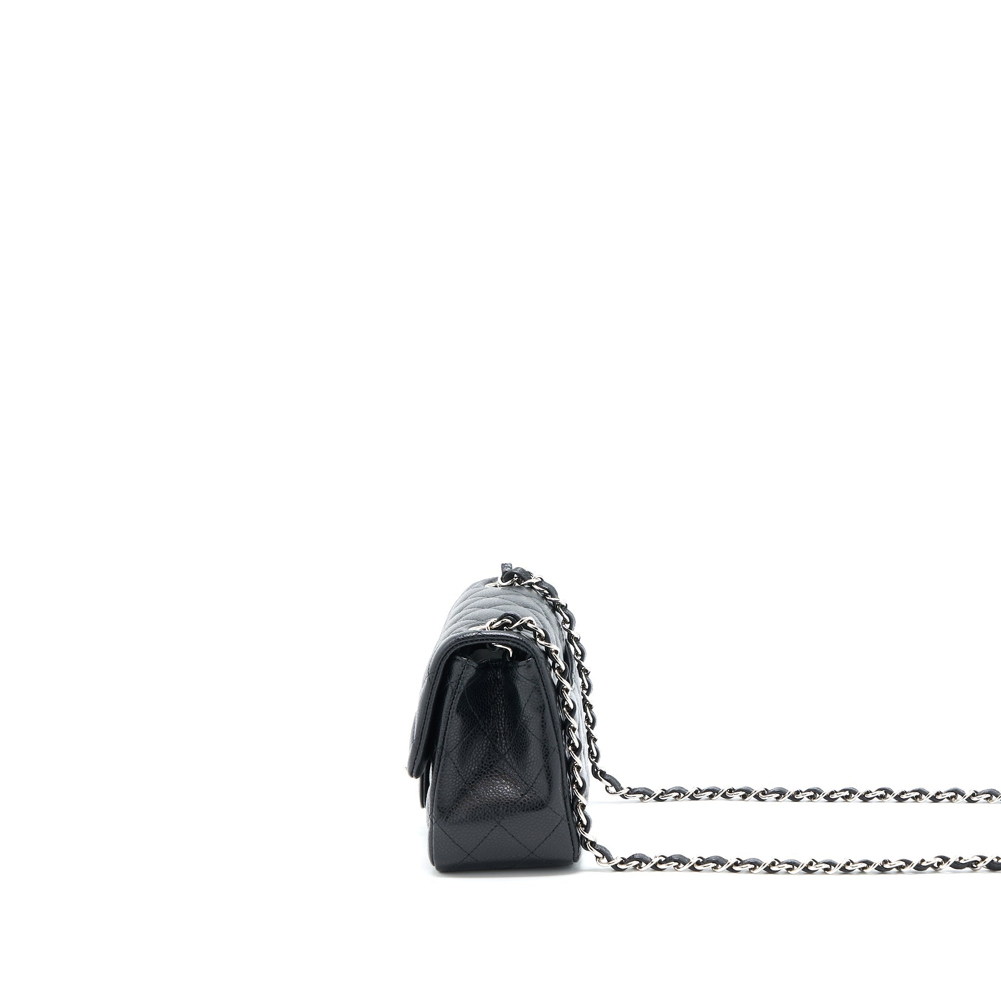 CHANEL CLASSIC MINI SQUARE FLAP BAG CAVIAR BLACK SHW