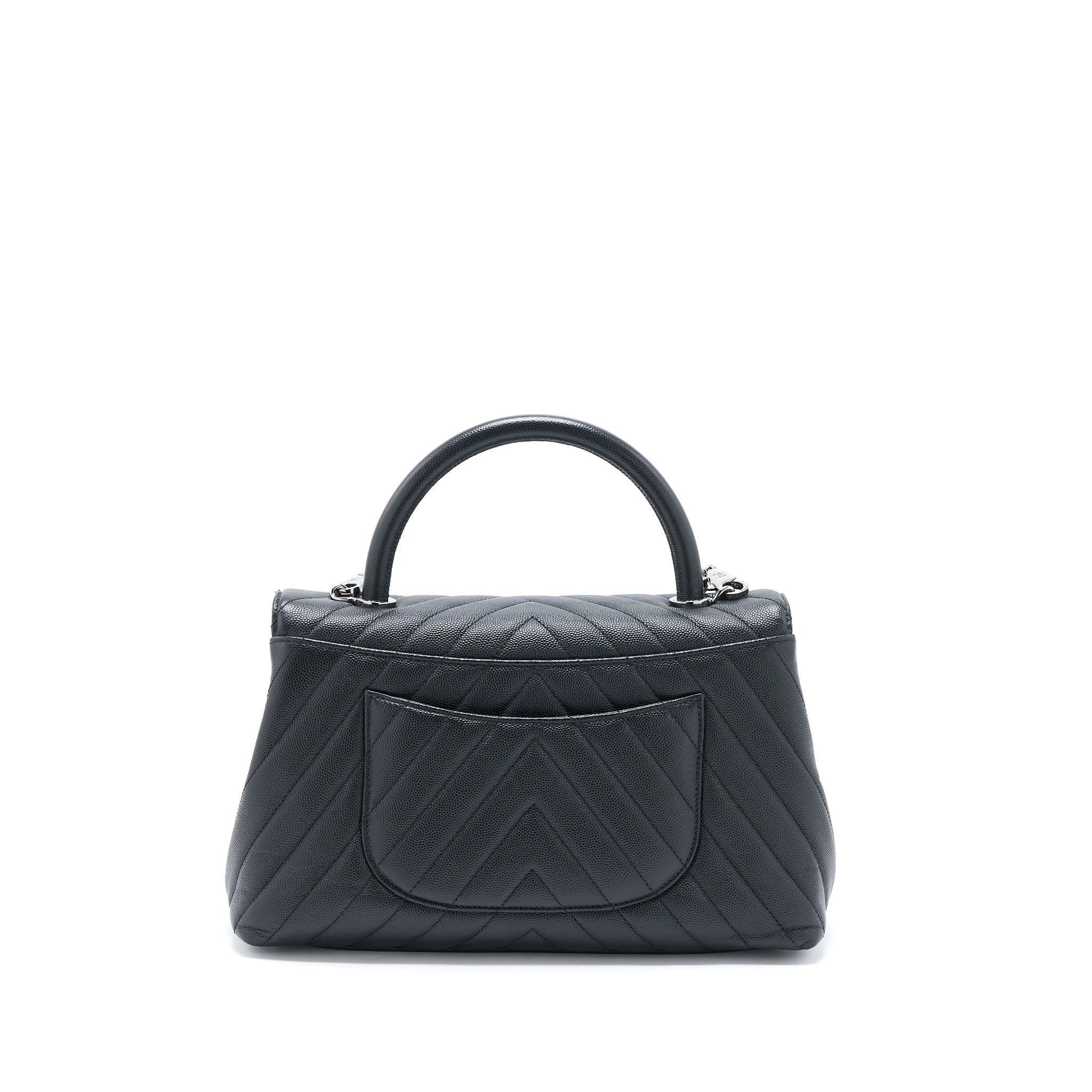 CHANEL MEDIUM COCO HANDLE CHEVRON CAVIAR BLACK SHW