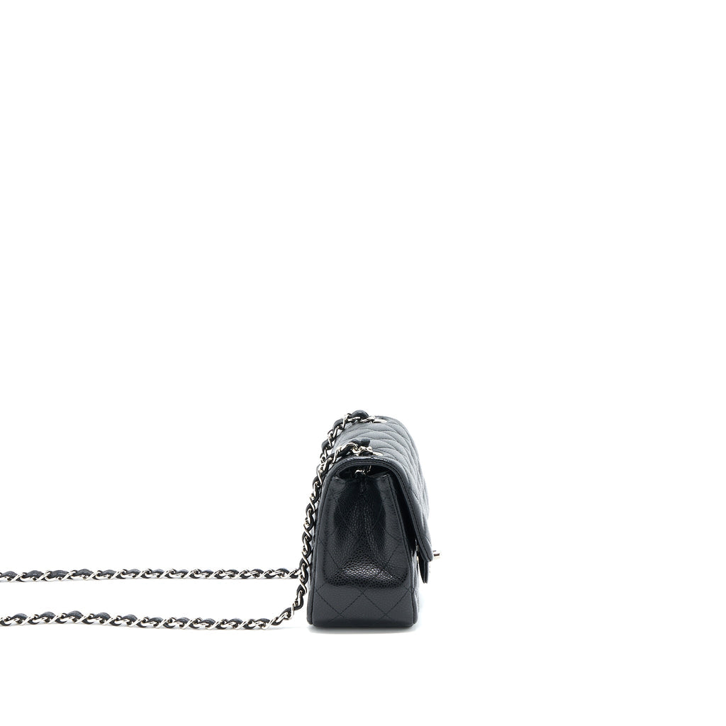 CHANEL CLASSIC MINI SQUARE FLAP BAG CAVIAR BLACK SHW